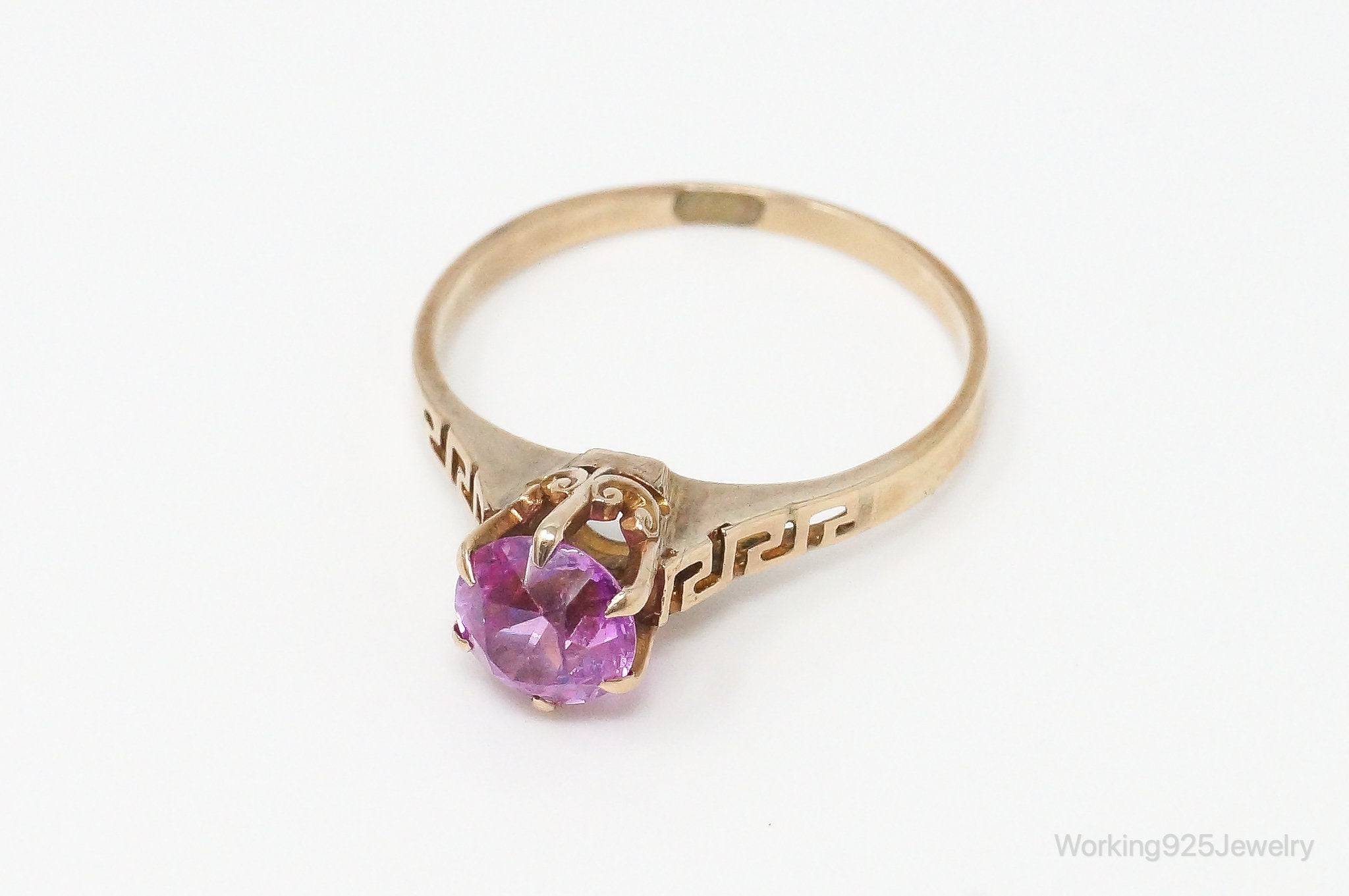 Antique Pink Sapphire 10K Gold Ring 4.75