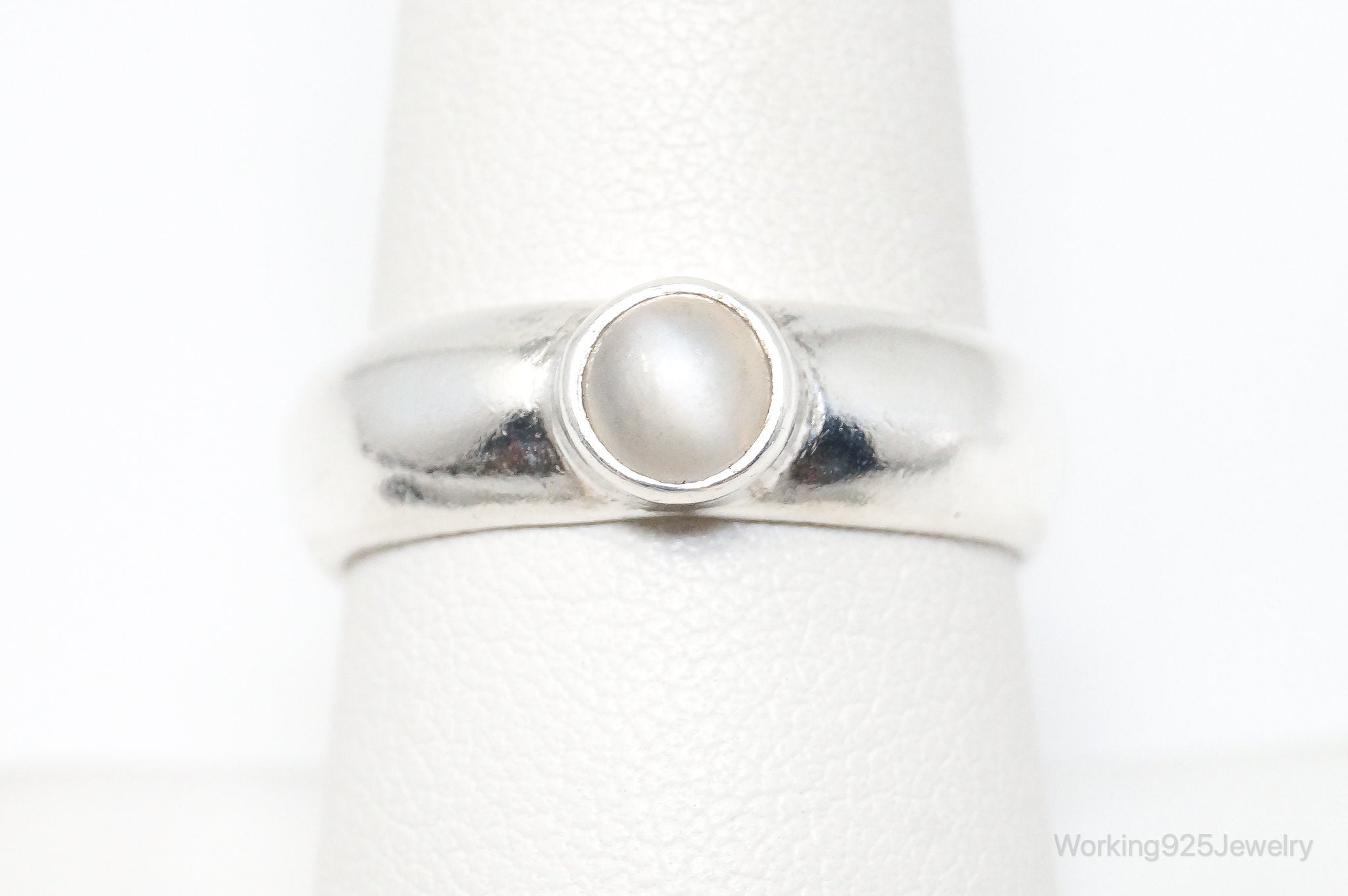 Vintage Designer Boma White Moonstone Sterling Silver Ring - Size 9