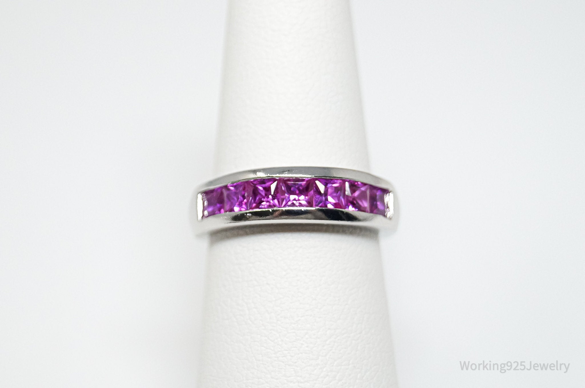 Vintage Designer LB Pink Topaz Sterling Silver Ring - Sz 5.75