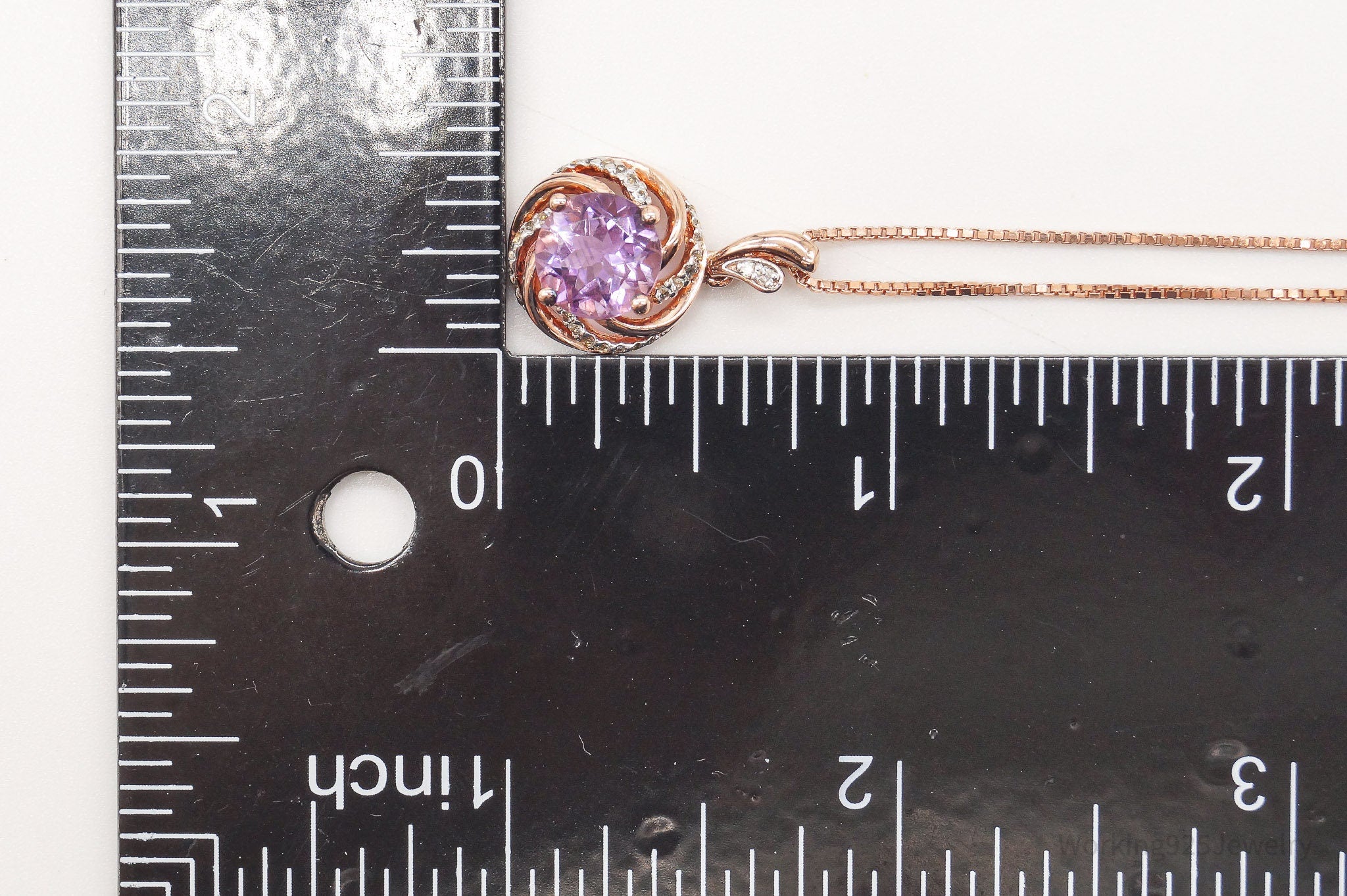 Vintage Amethyst Cubic Zirconia Rose Gold Vermeil Sterling Silver Necklace