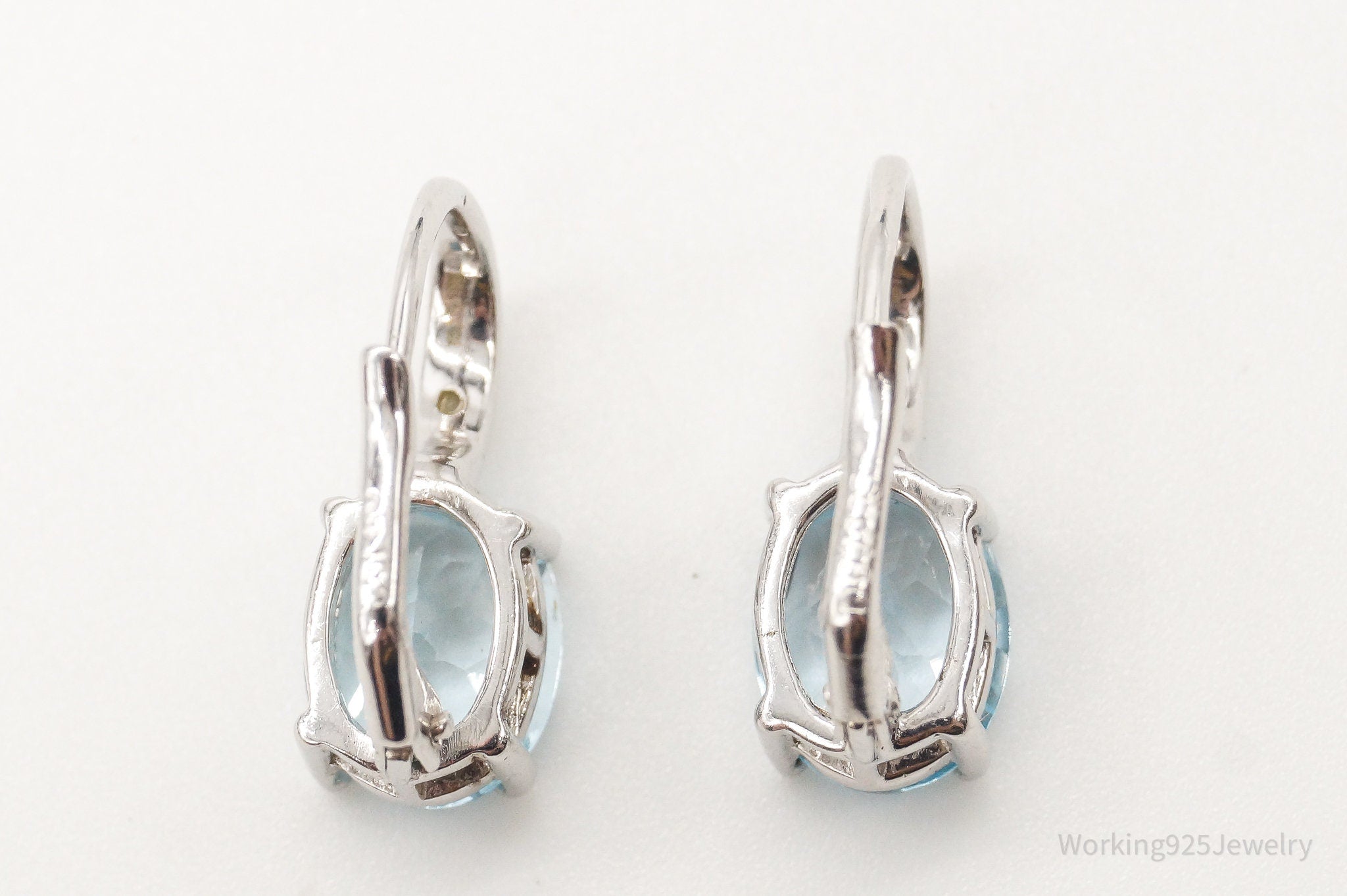 Vintage Designer DBJ Blue Topaz Diamond Sterling Silver Earrings