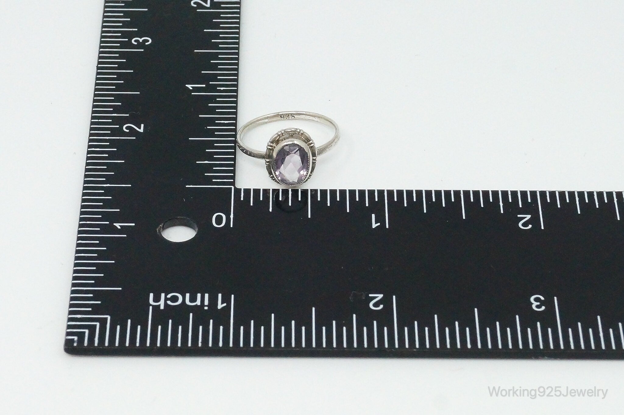 Antique Amethyst 835 Silver Ring - Size 7.75