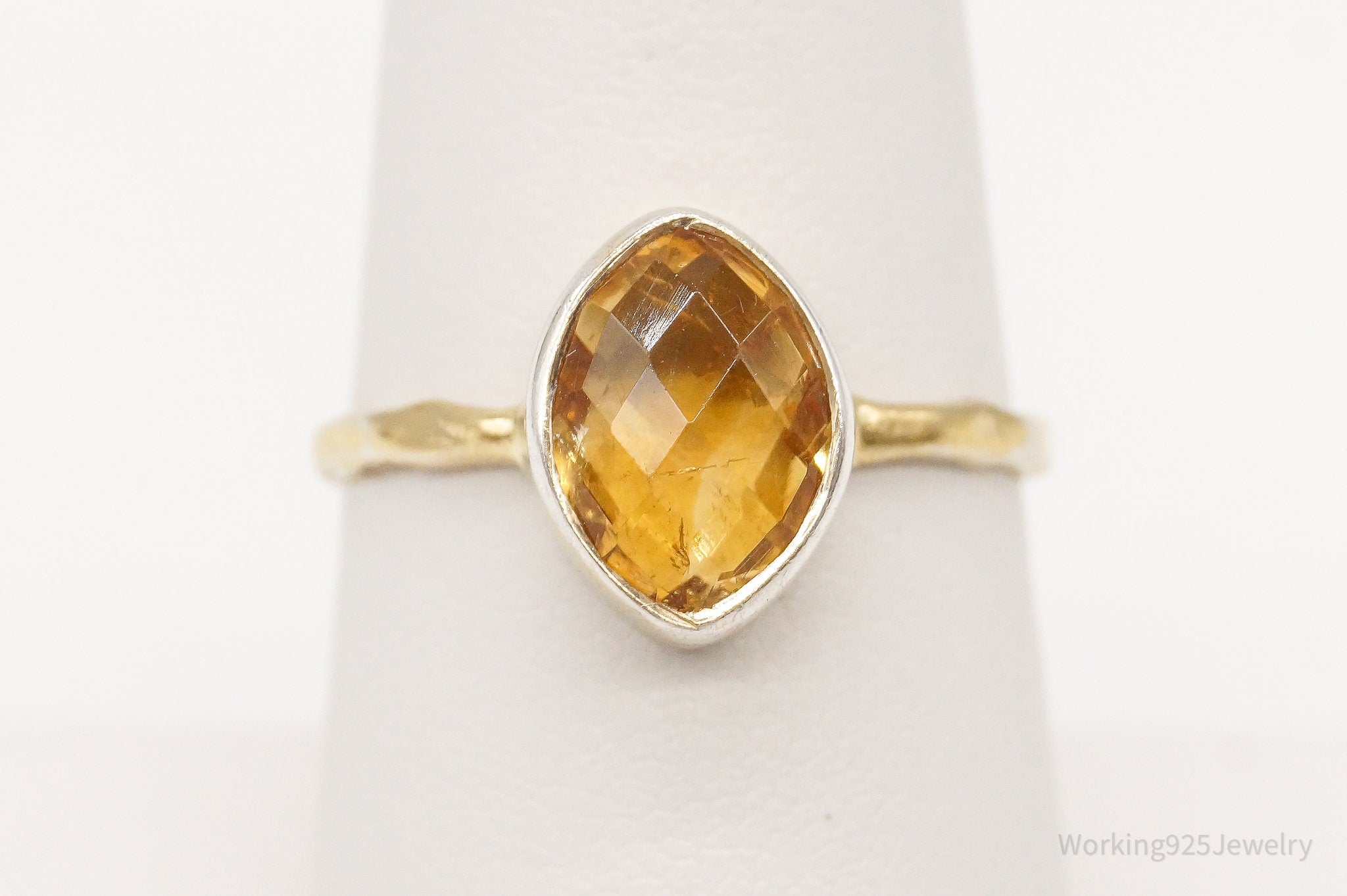 Citrine Gold Vermeil Sterling Silver Ring - Size 7.25