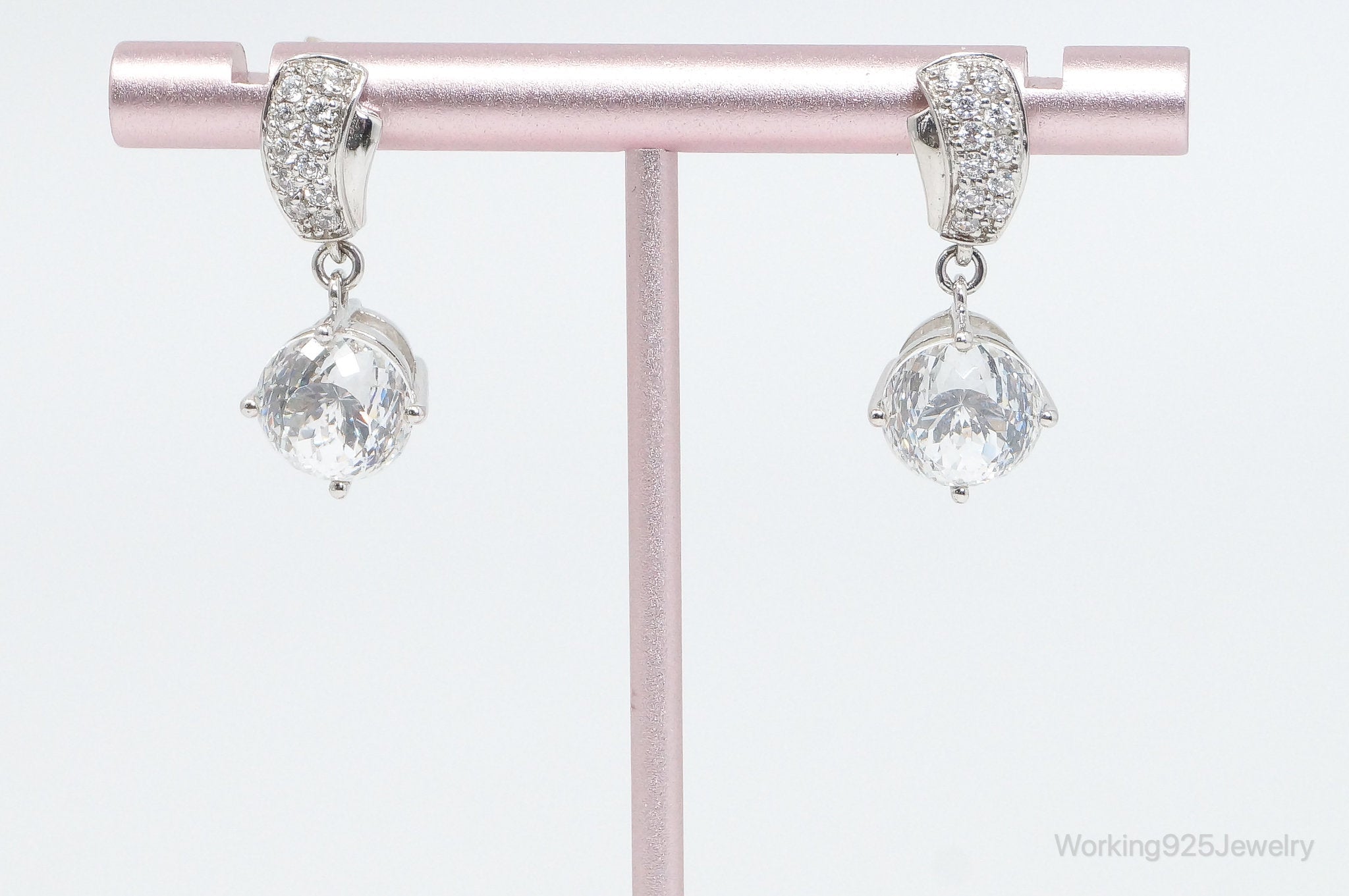 Designer MEDA Cubic Zirconia Sterling Silver Earrings