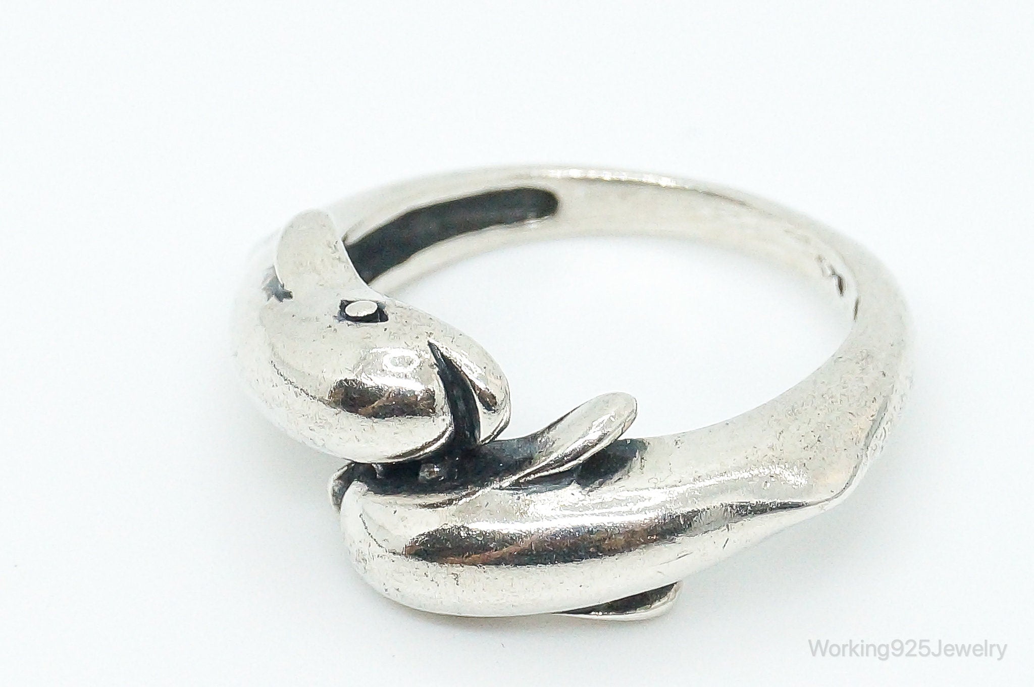 Vintage Dolphins Sterling Silver Ring - Size 7