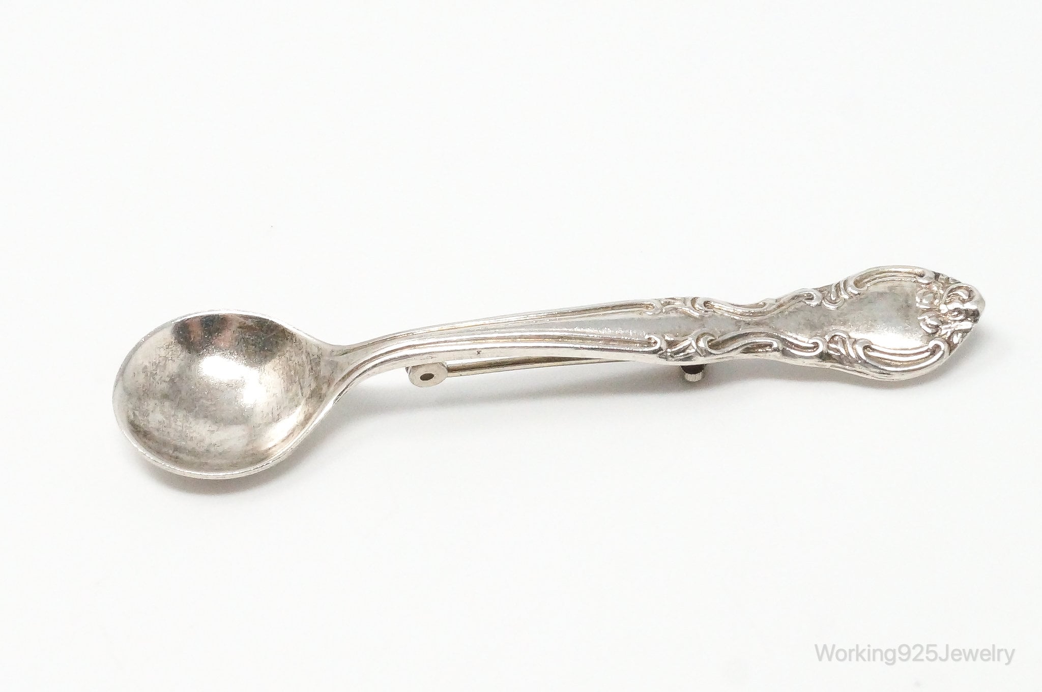 Antique Spoon Sterling Silver Brooch Pin