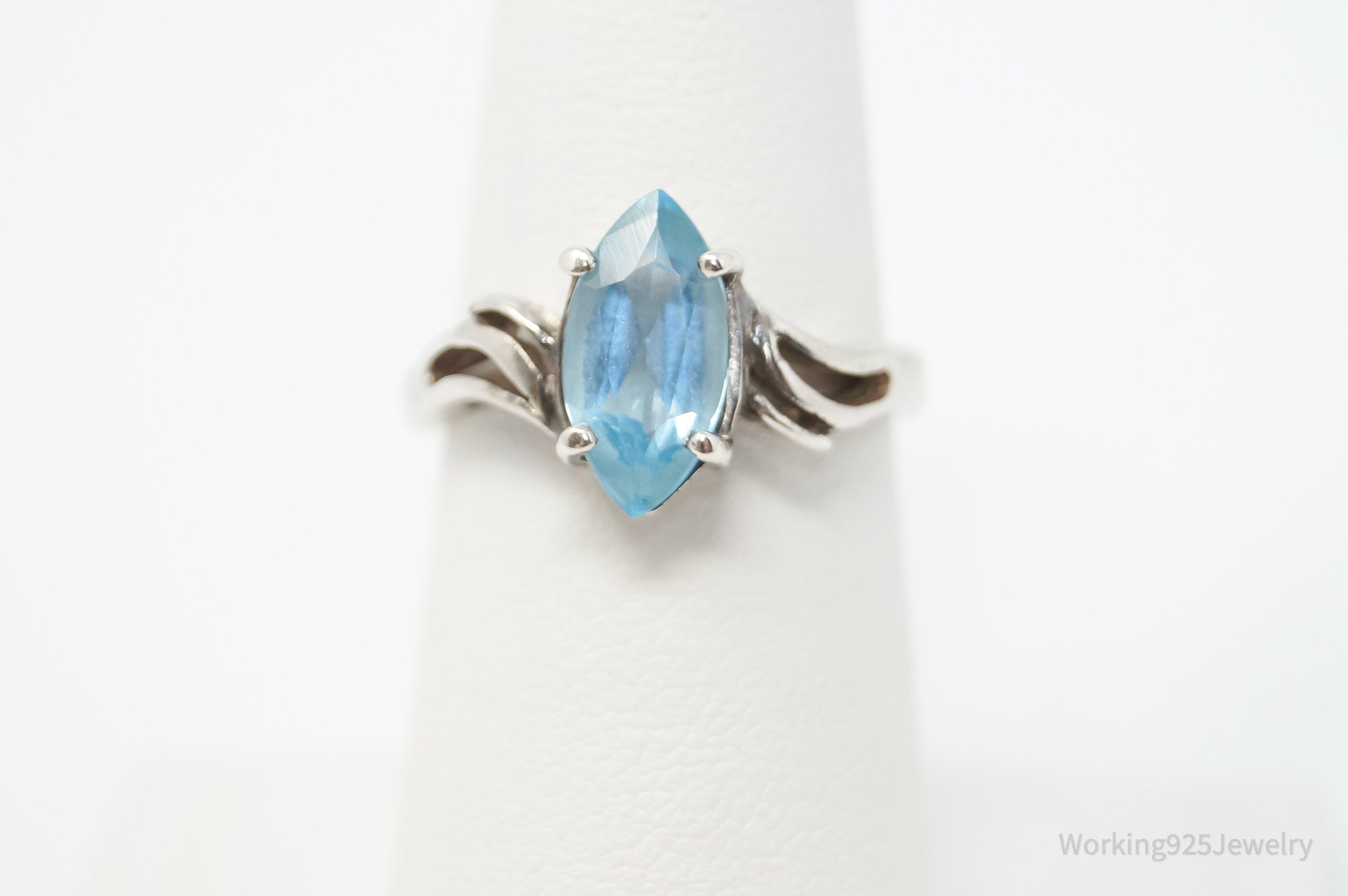 Vintage Designer JED Blue Topaz Sterling Silver Ring - Sz 6.75