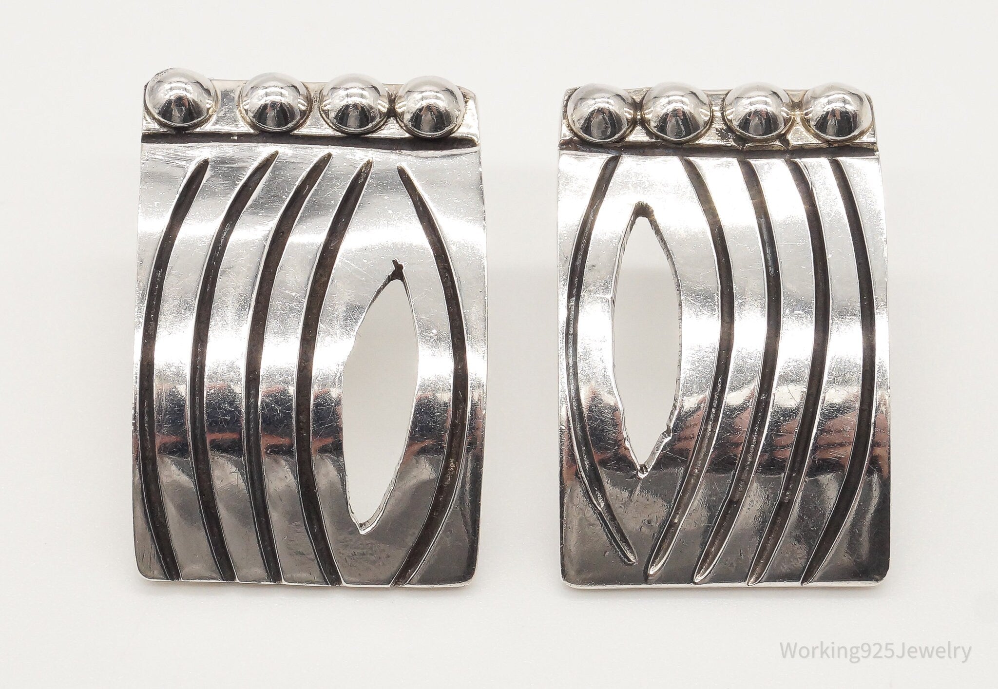 RARE Vintage Mexico Modernist Melesio Villarreal Sterling Silver Earrings