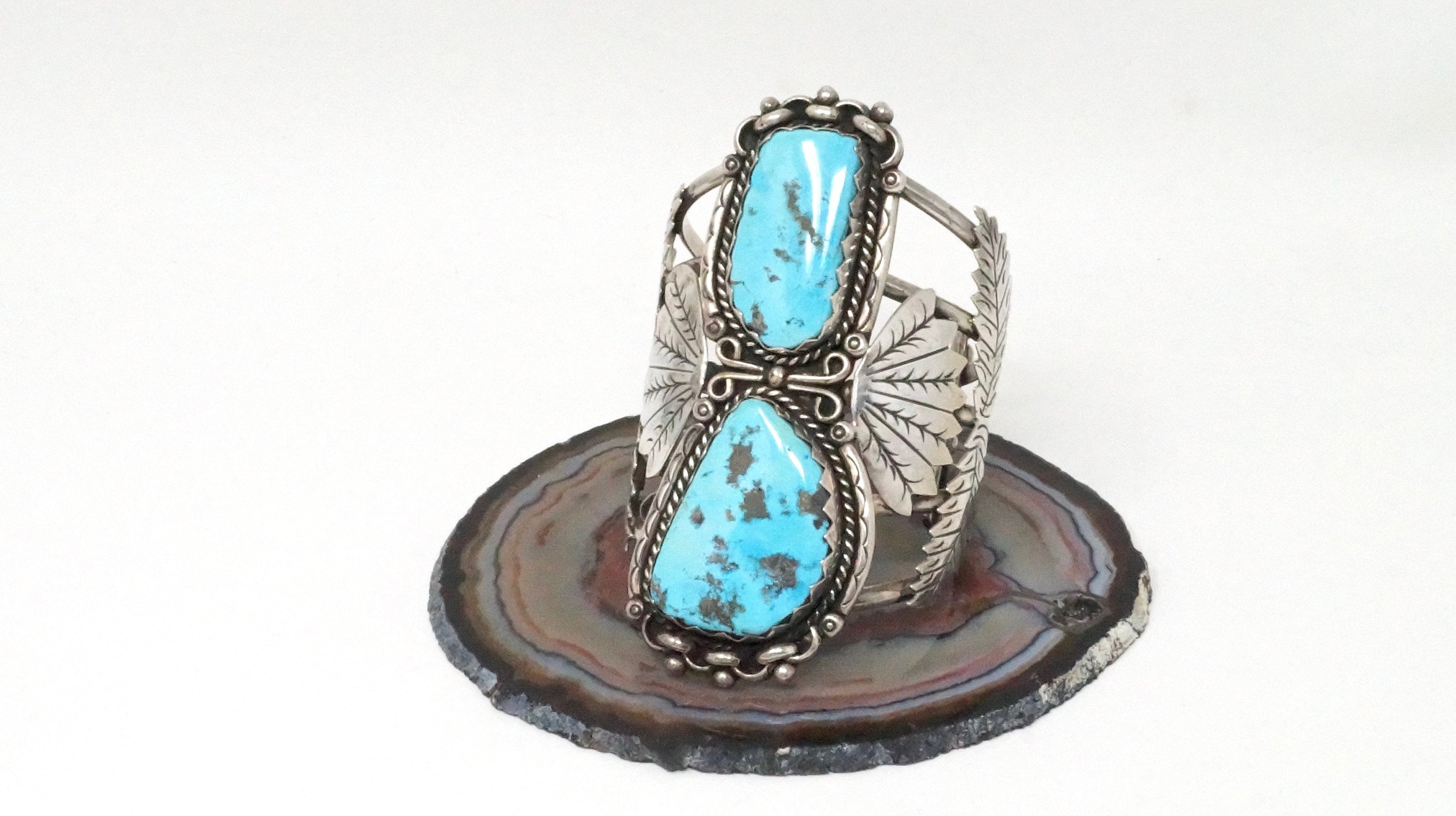 RARE Native American Beverly 27 Years Turquoise Sterling Silver Cuff Bracelet