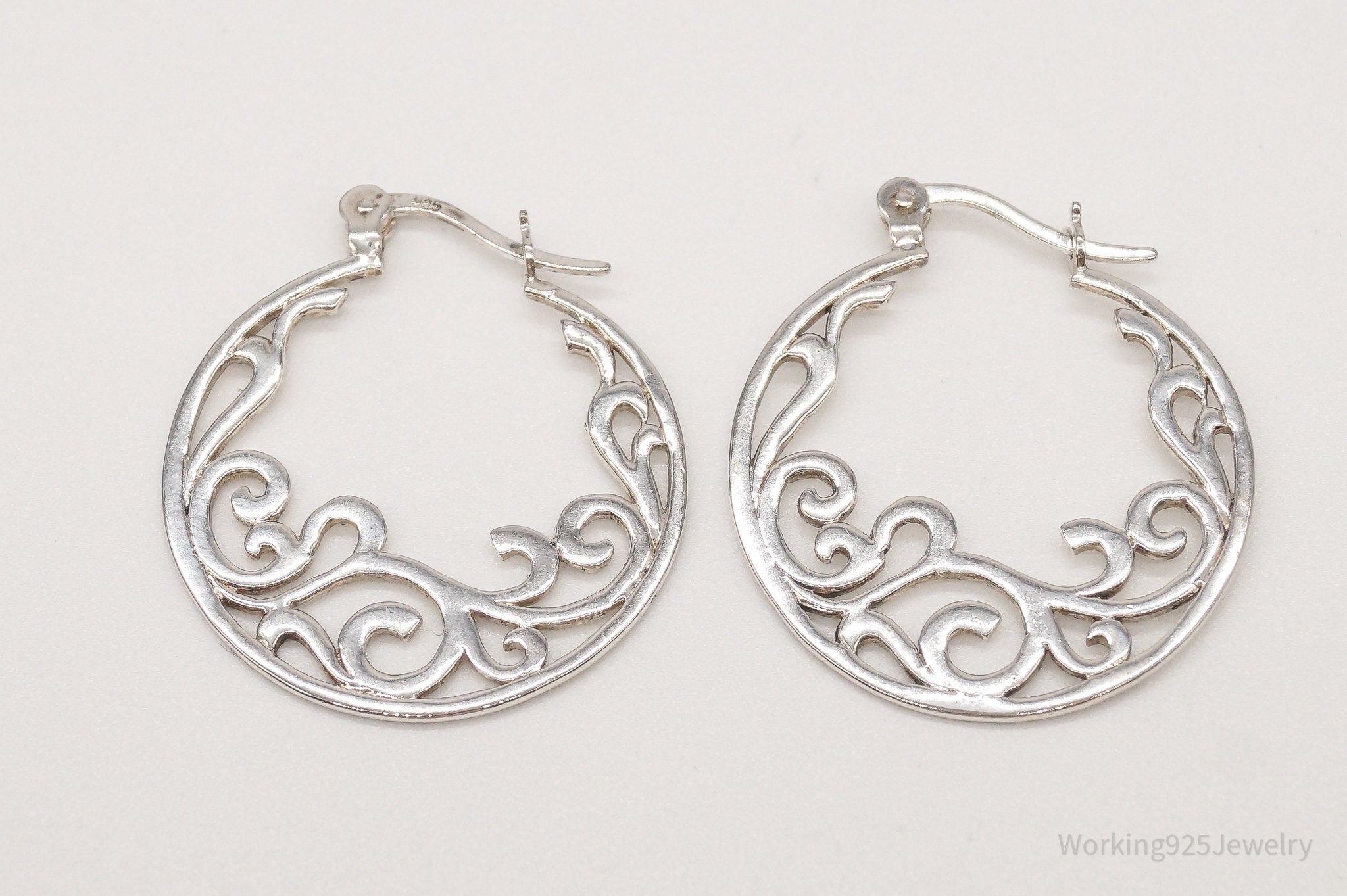 Vintage Art Nouveau Vines Sterling Silver Earrings