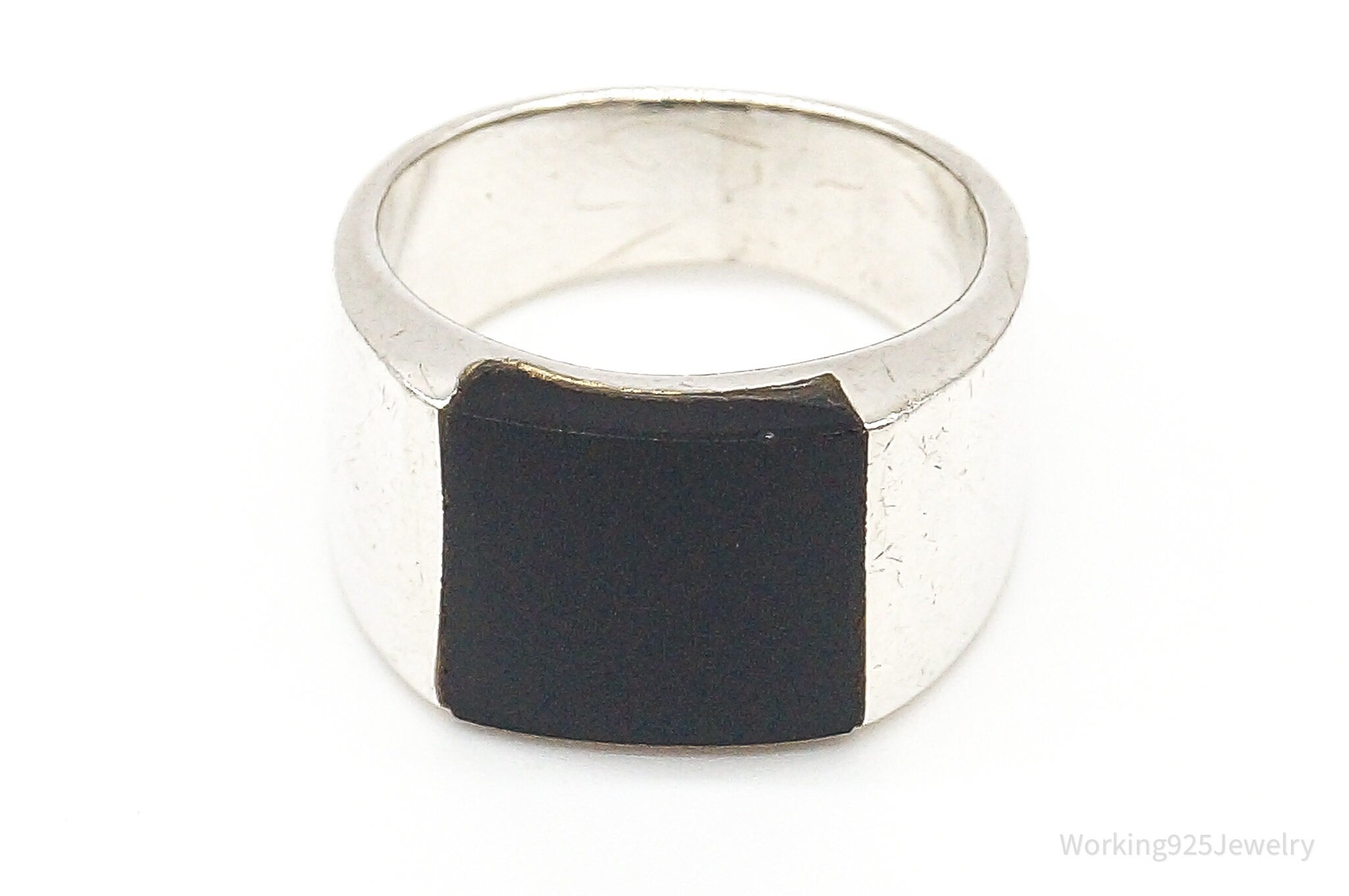 Vintage Black Onyx Sterling Silver Ring - Size 6.75