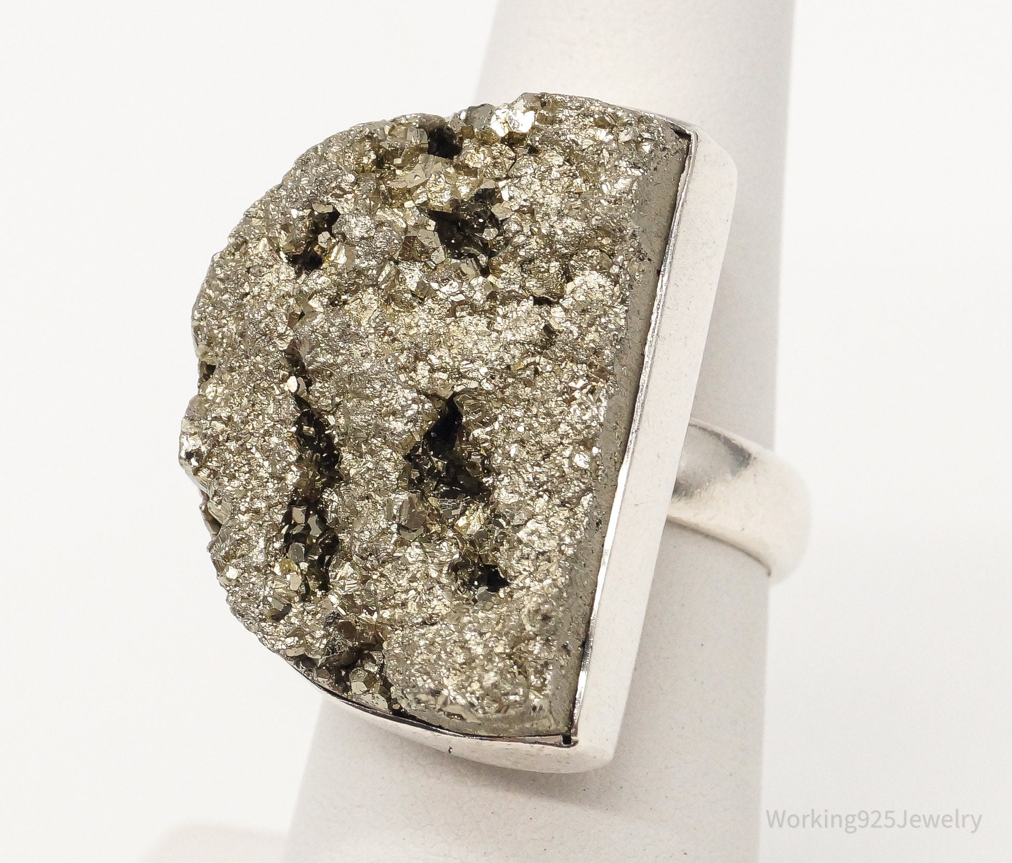 Vintage Designer Arya Druzy Quartz Sterling Silver Ring - Size 5.75