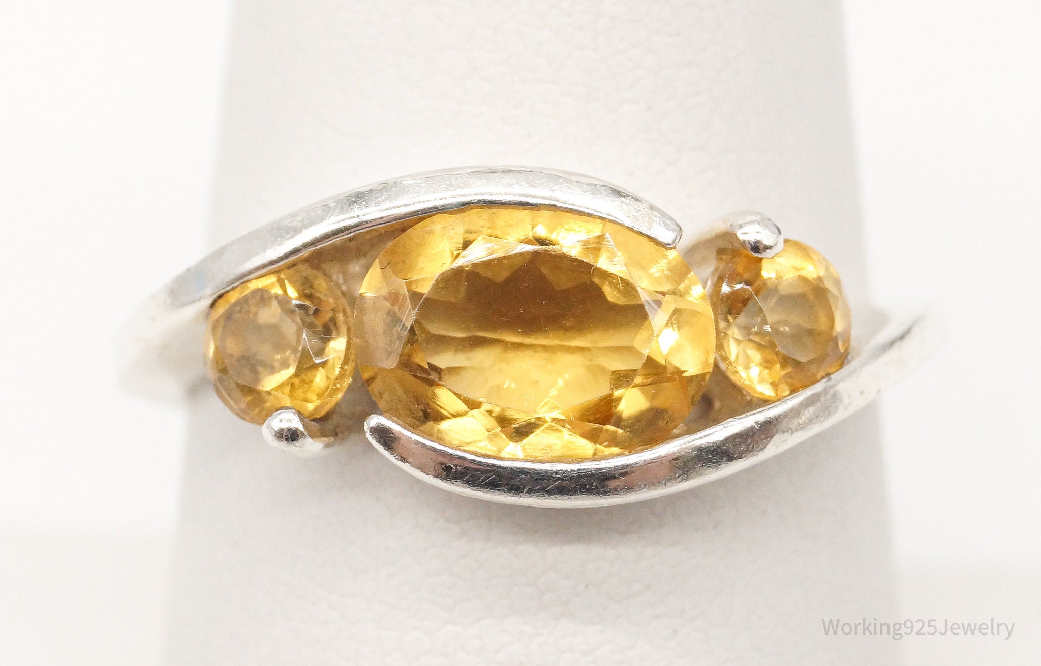 Vintage Citrine Sterling Silver Ring - Size 7.5