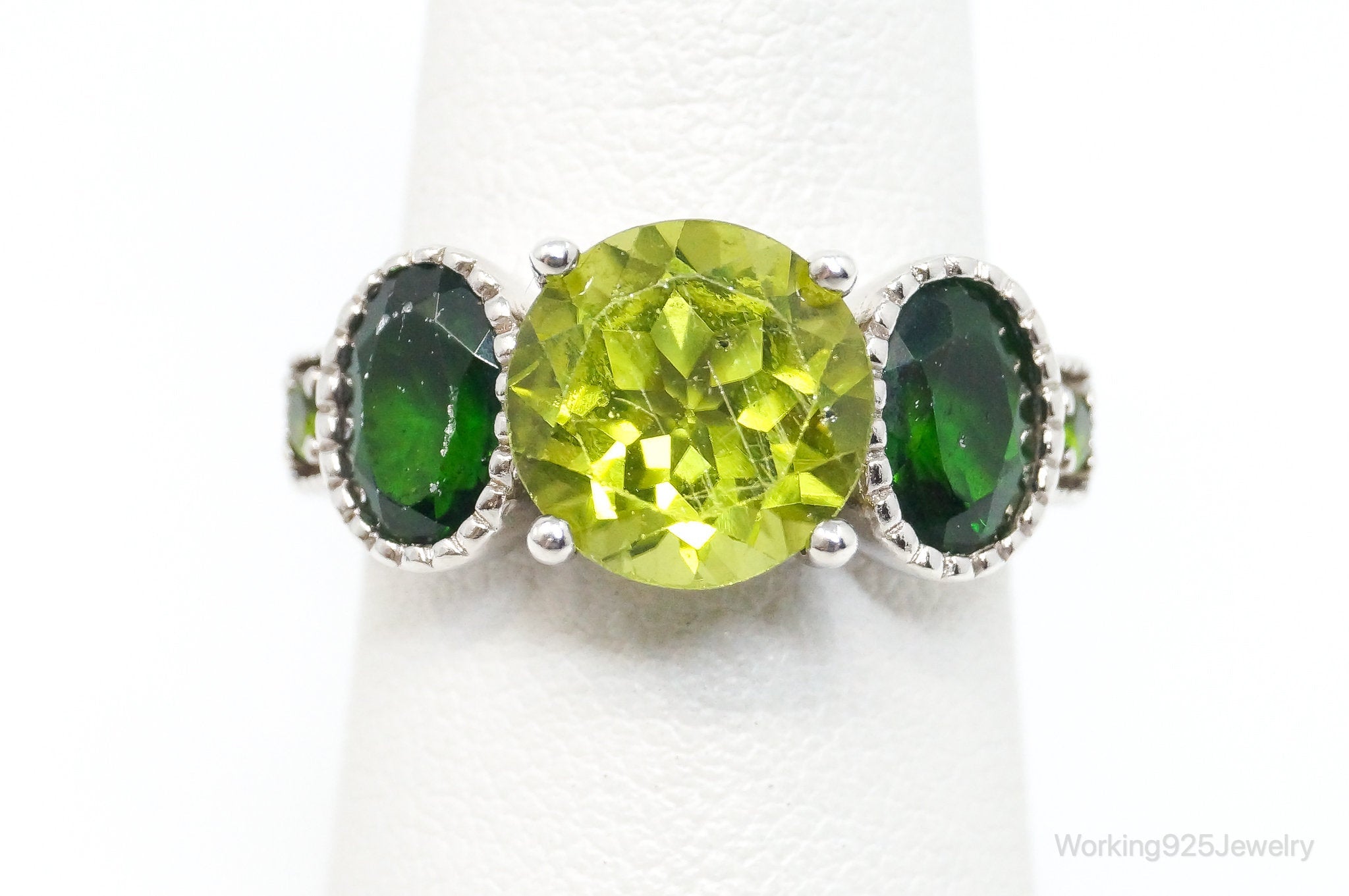 Vintage Designer Peridot Sterling Silver Ring - SZ 6