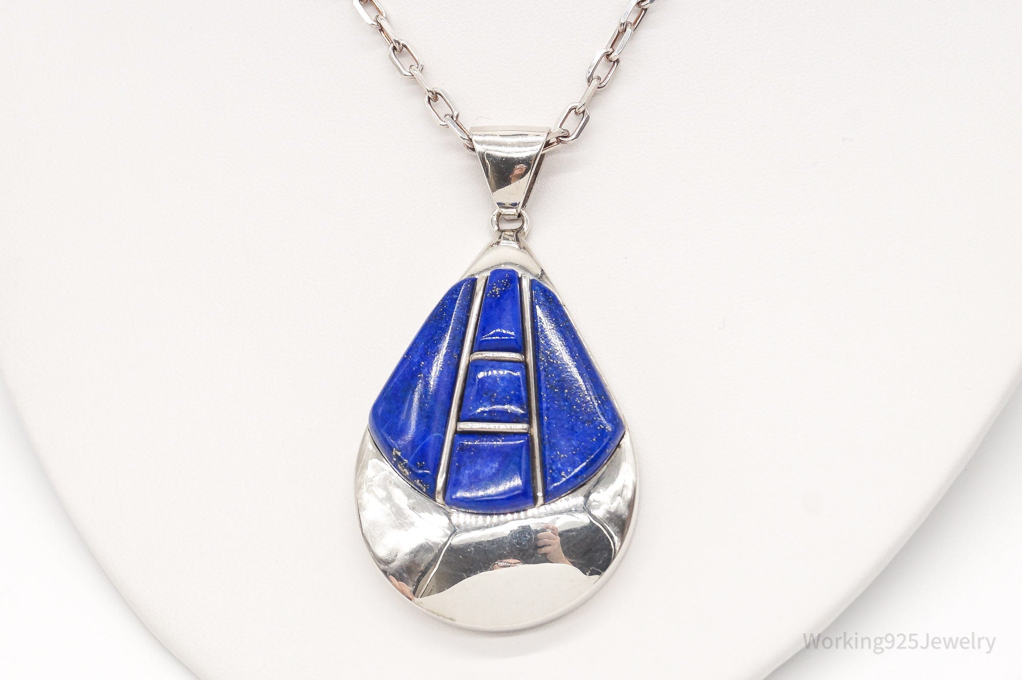 Vintage Artisan SJI Lazuli Lazuli Inlay Sterling Silver Necklace