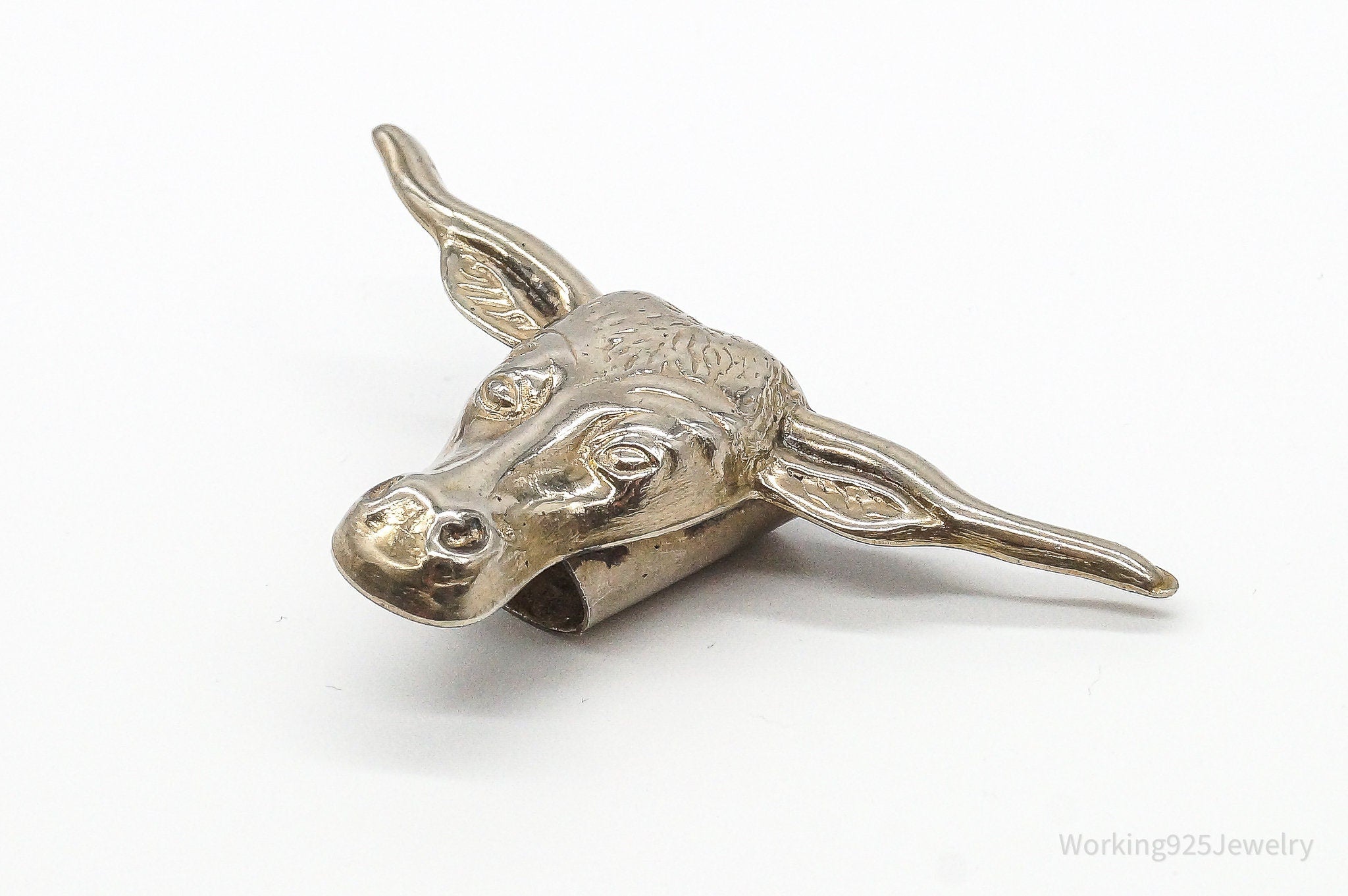 Vintage Bull Head Bolo Tie Clip Slide