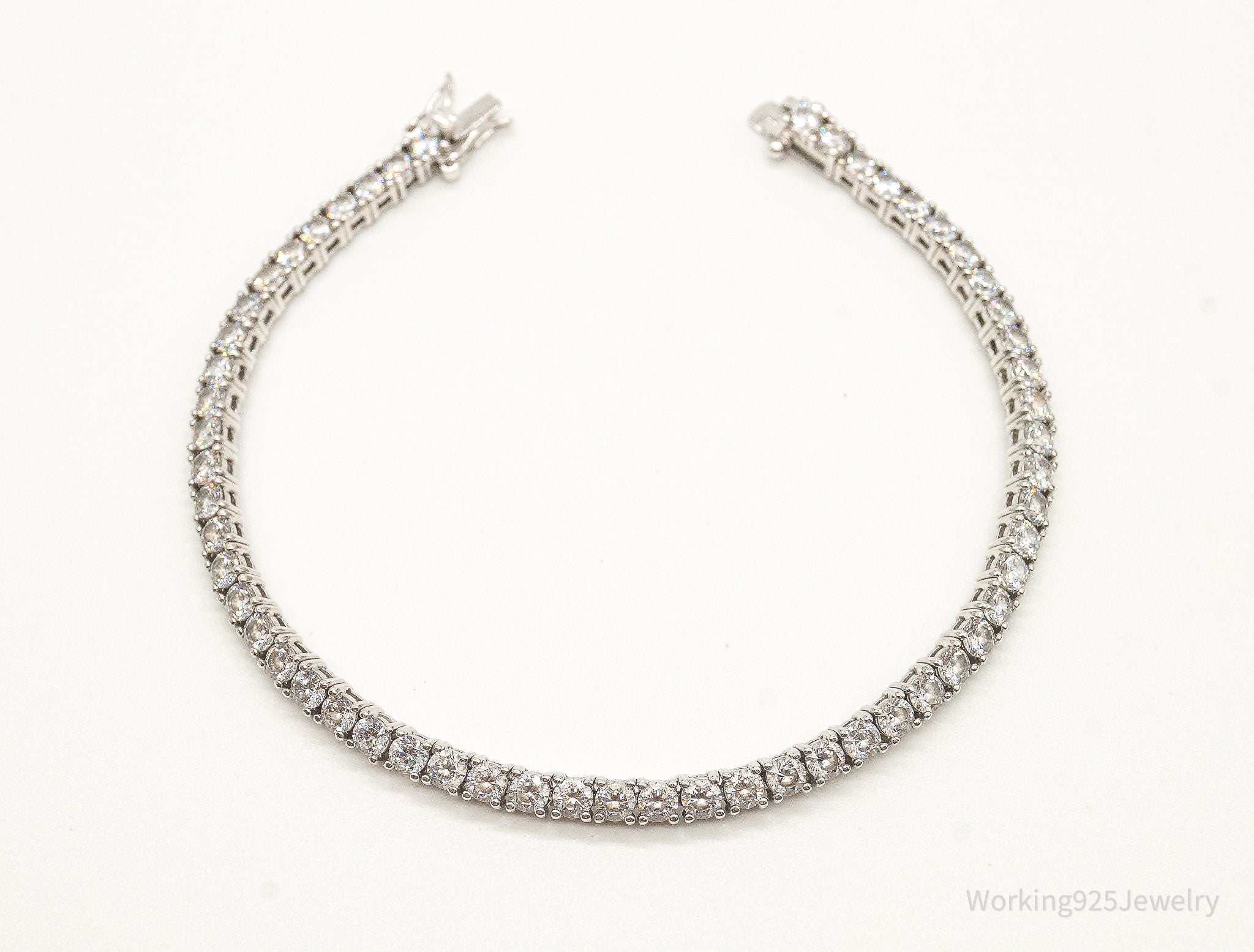 Vintage Designer BBJ Cubic Zirconia Sterling Silver Tennis Bracelet