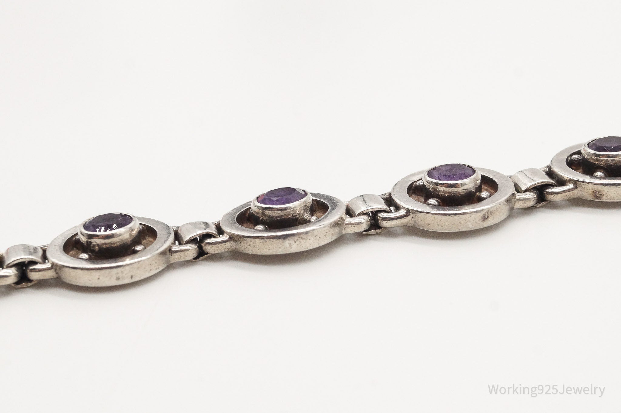 Vintage Amethyst Sterling Silver Bracelet