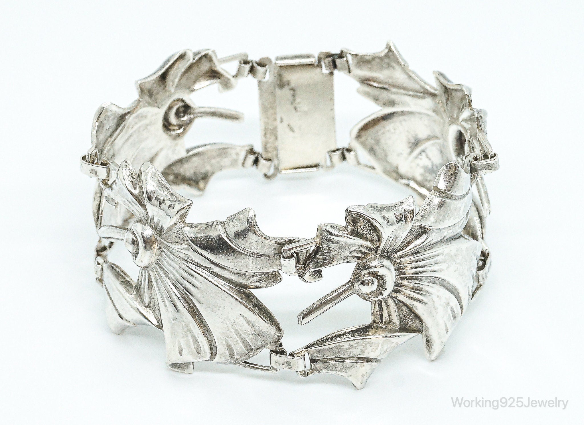 Antique Floral Sterling Silver Bracelet