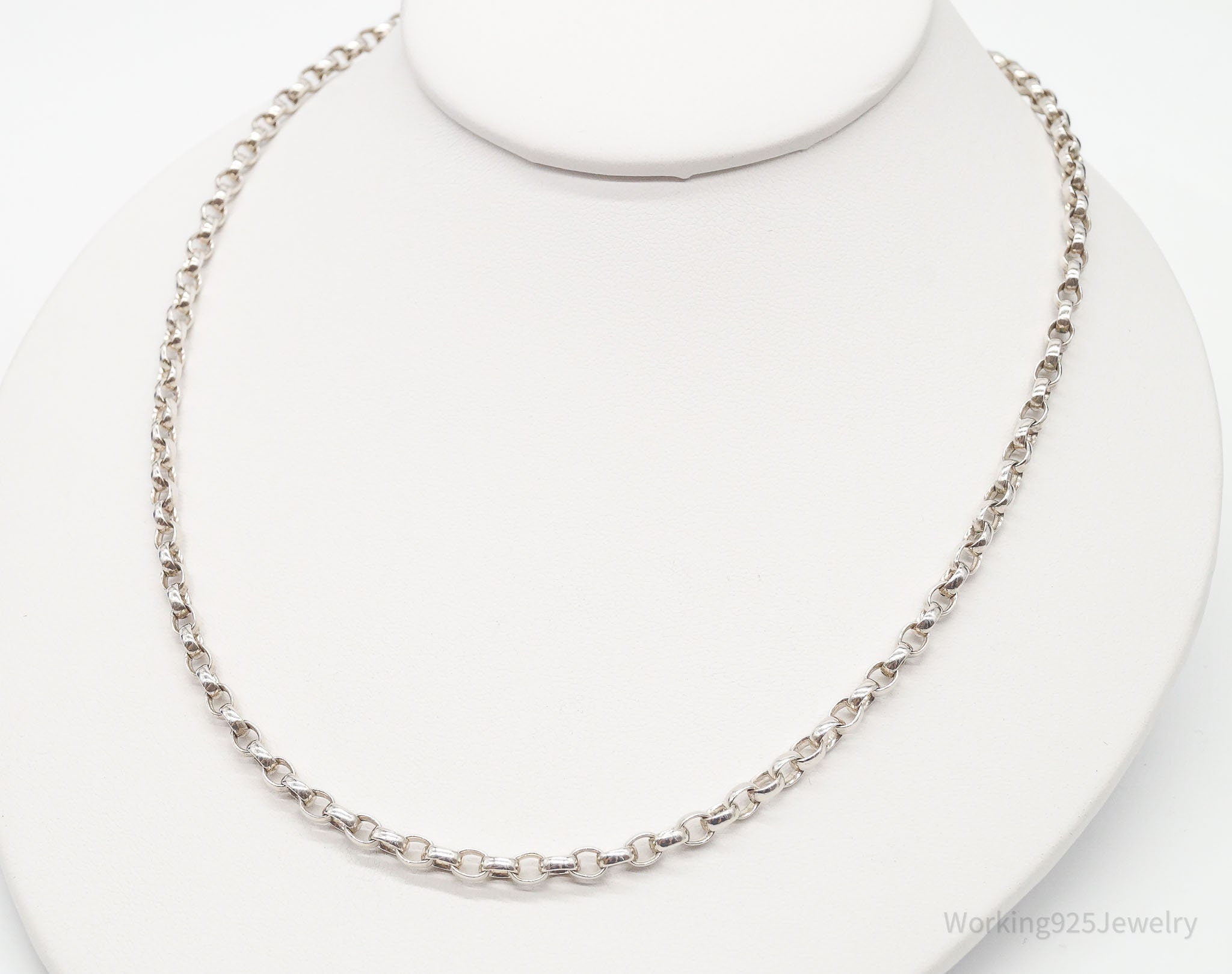 Vintage High End Designer Cynthia Griffis Sterling Silver Rolo Chain Necklace