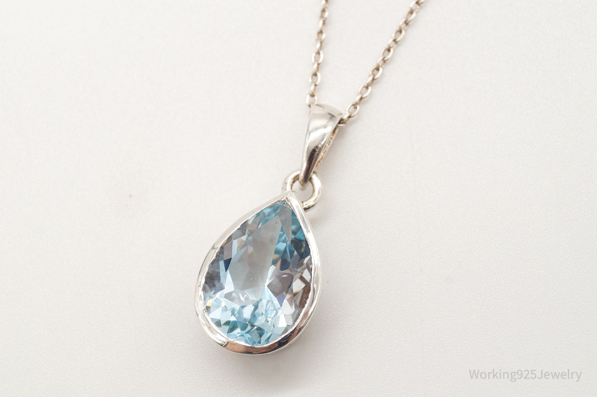 Vintage Blue Topaz Sterling Silver Necklace