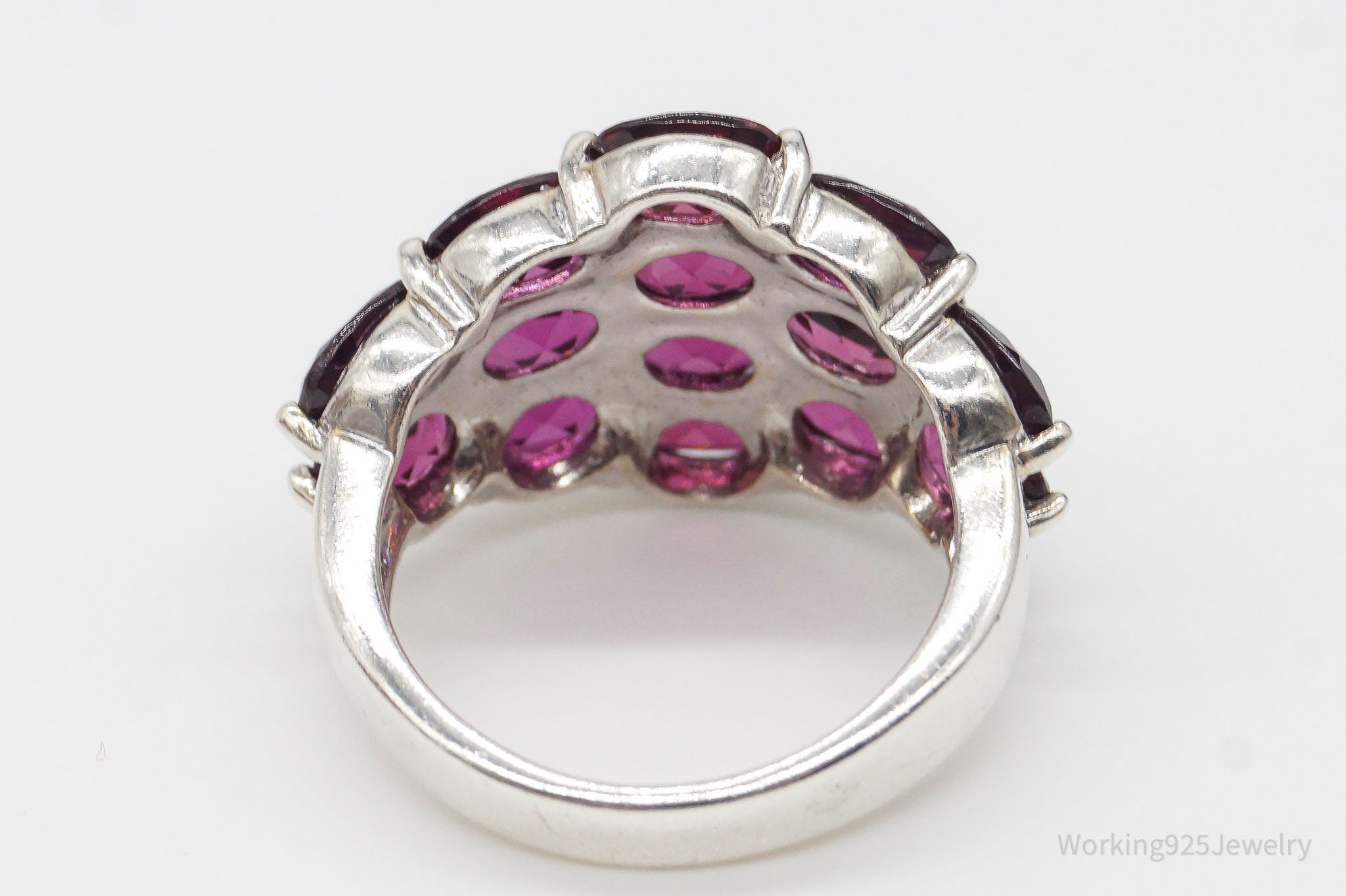 Designer TJ Rhodolite Garnet Rhodium Over Sterling Silver Ring - Size 6.75