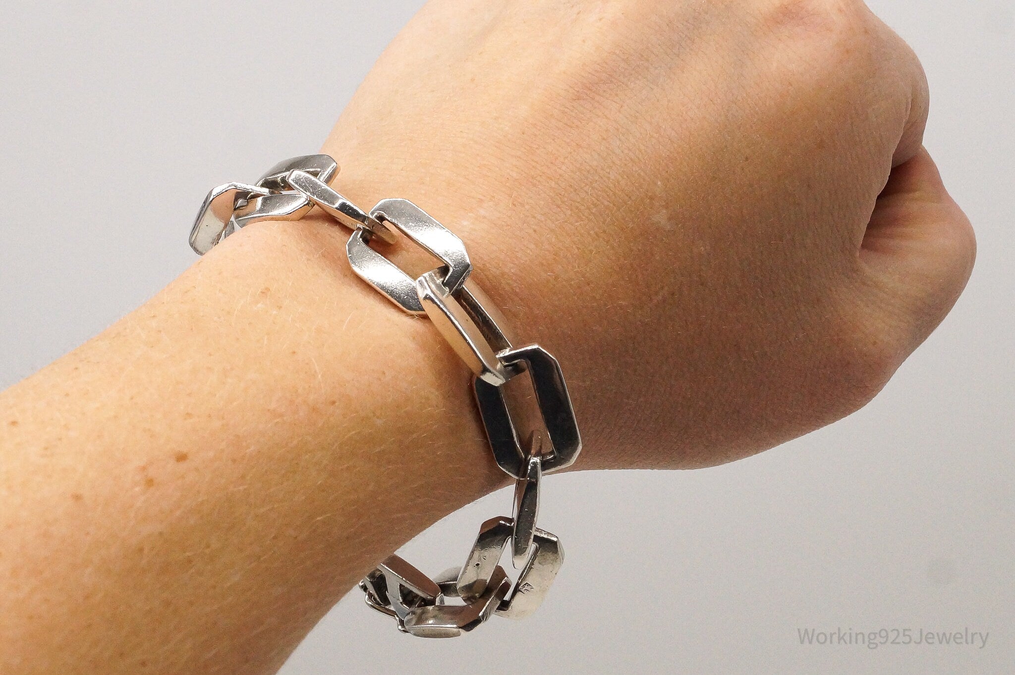 Vintage Egyptian Chain Link Silver Bracelet