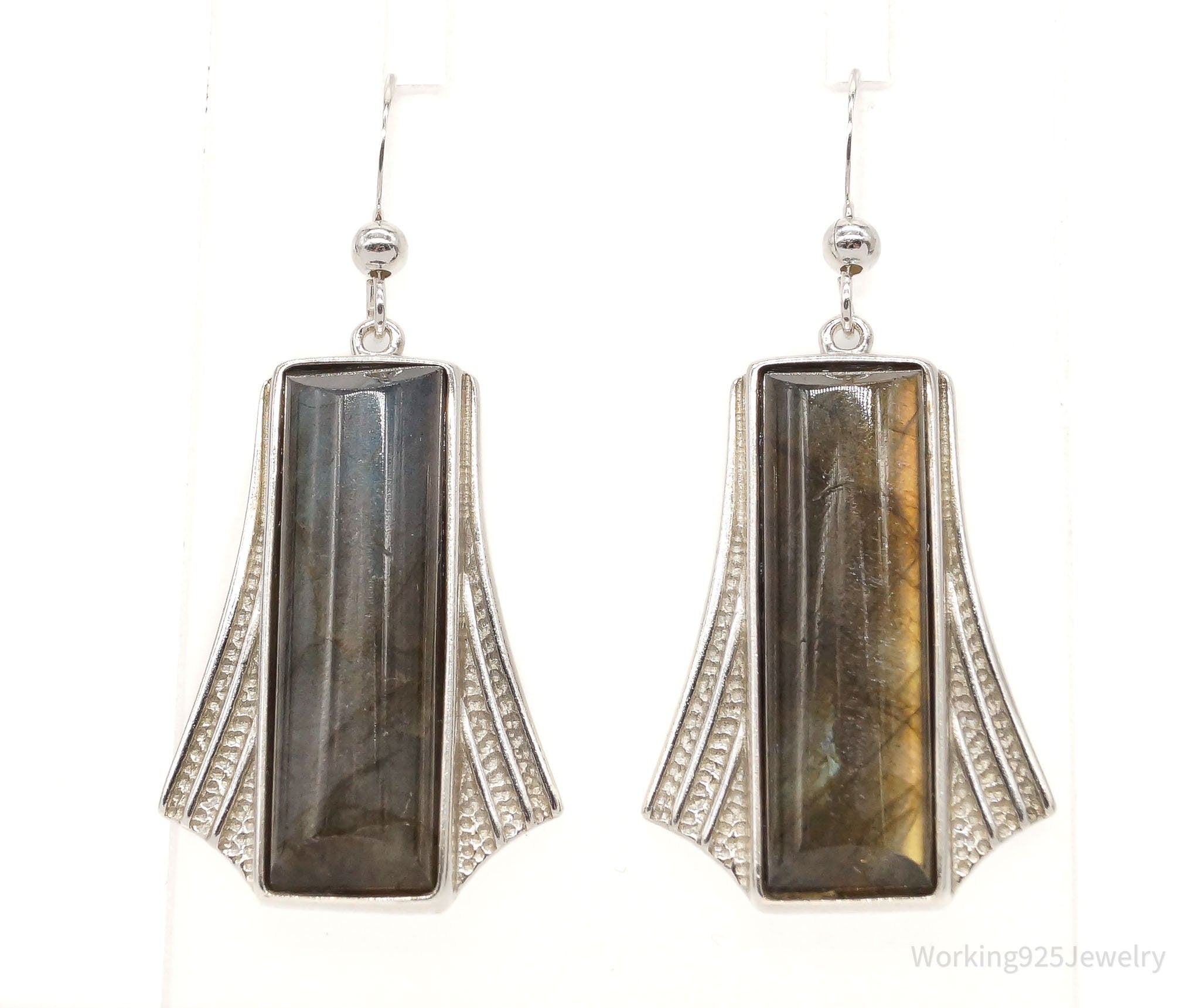 Vintage Designer DTR Labradorite Sterling Silver Earrings