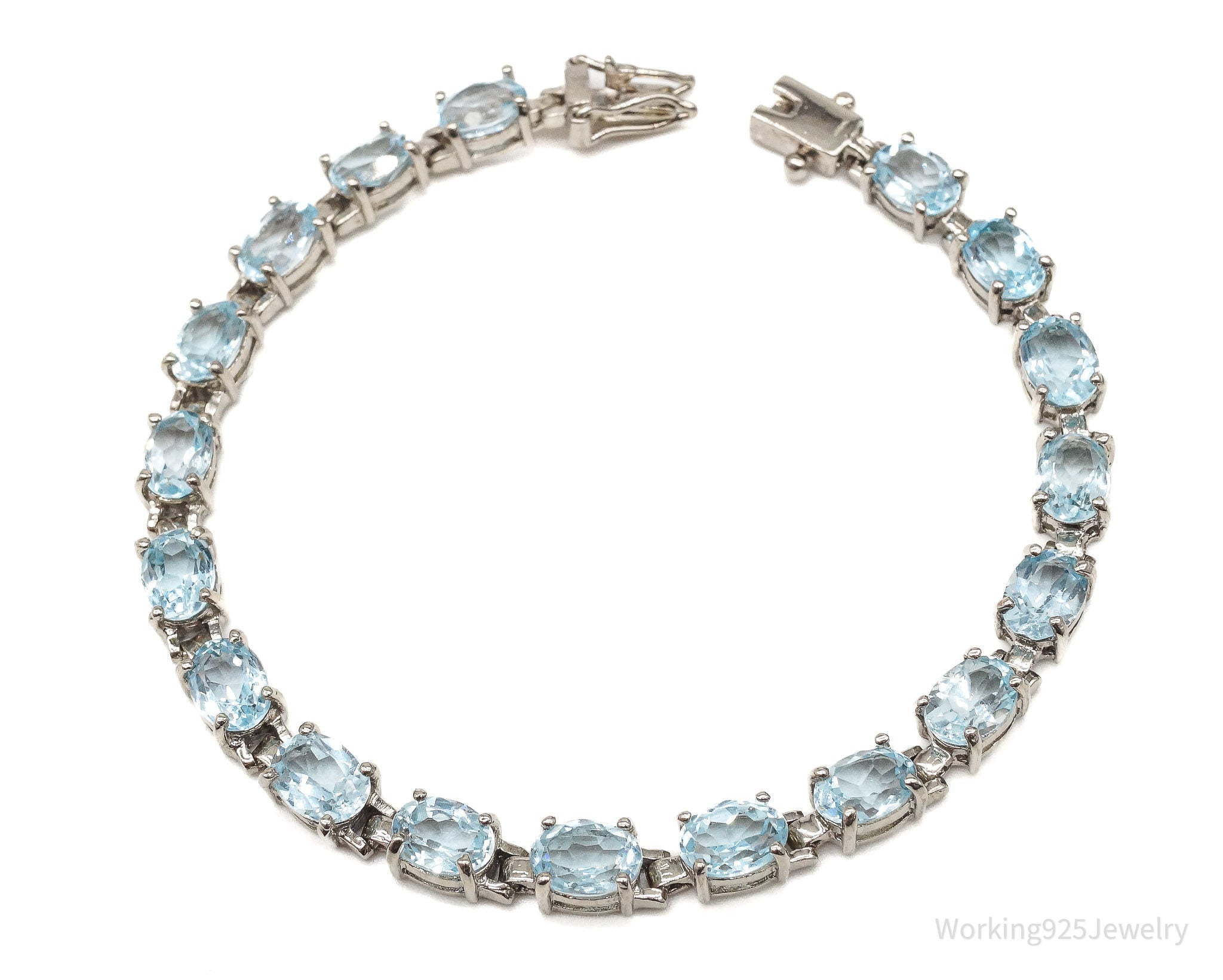 Vintage Blue Topaz Sterling Silver Bracelet