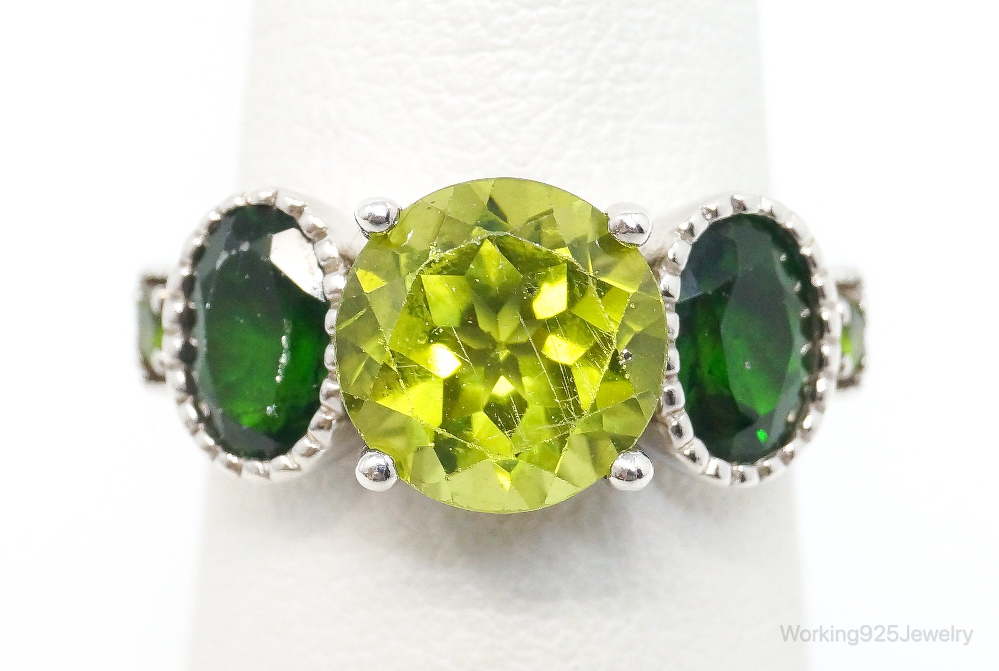 Vintage Designer Peridot Sterling Silver Ring - SZ 6