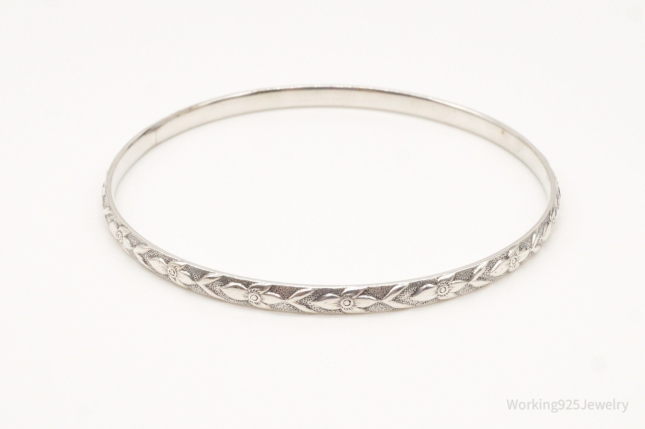 Antique Art Nouveau Sterling Silver Bangle Bracelet