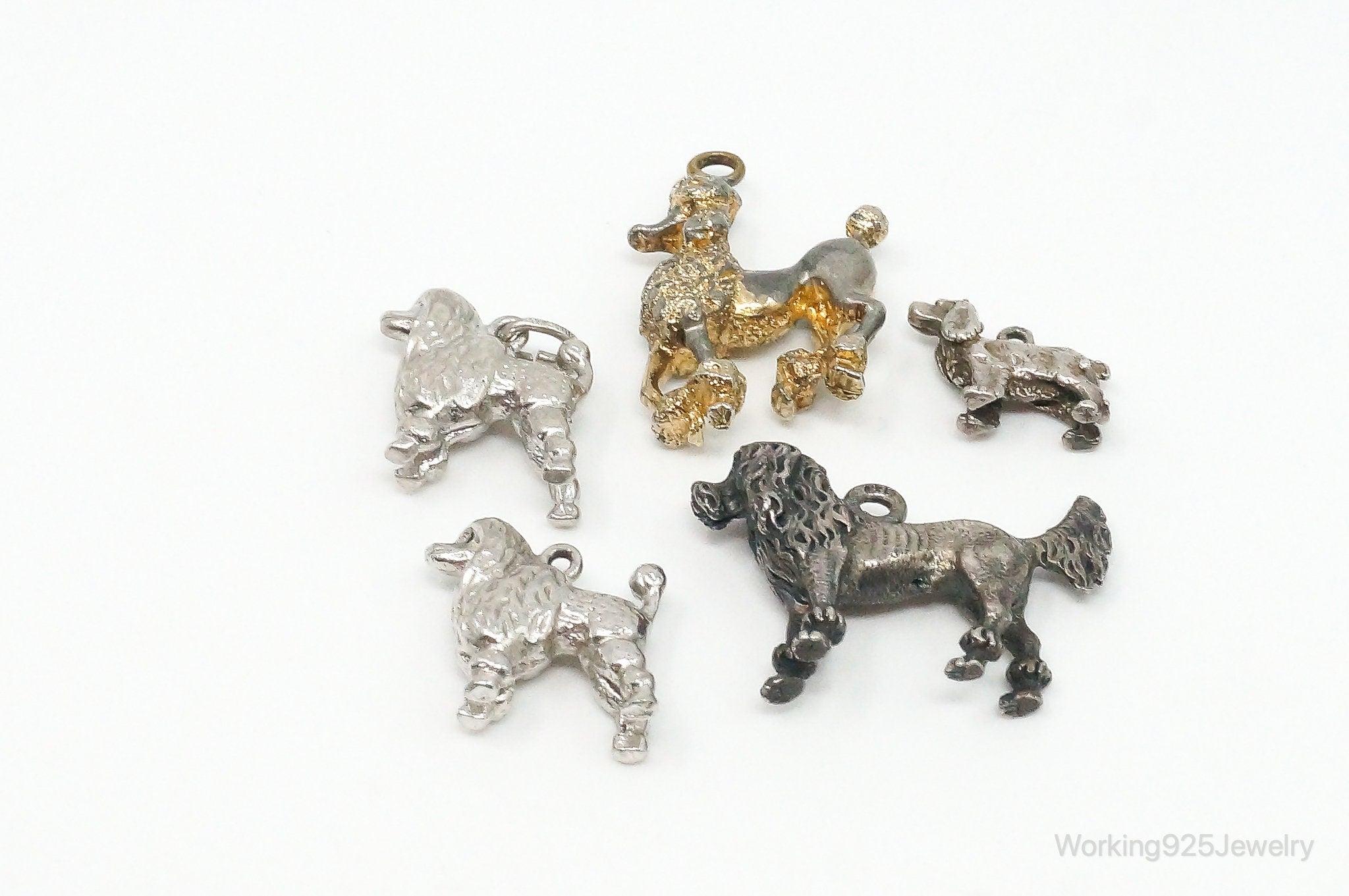 Vintage Antique Puppies Dogs Sterling Silver Charms Lot