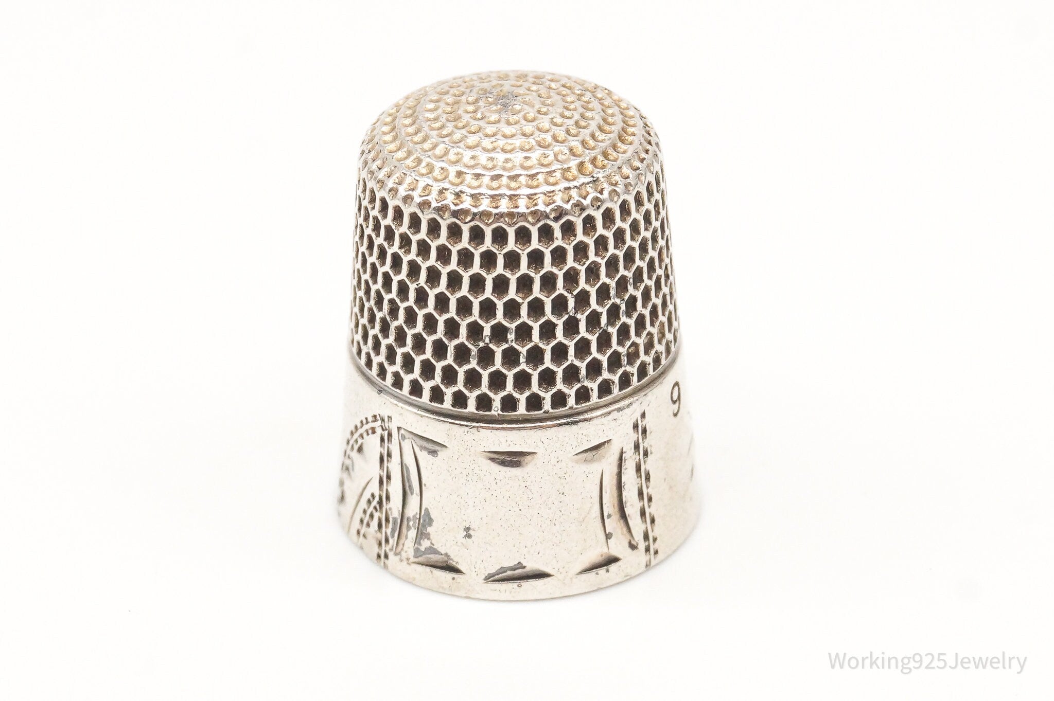 Antique Simons Bros & Co Dome Sterling Silver Thimble Size 9