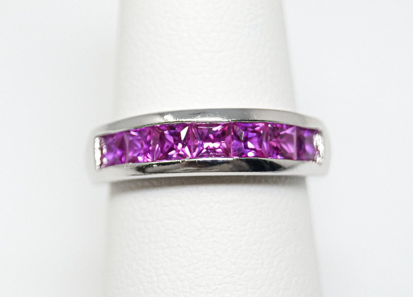 Vintage Designer LB Pink Topaz Sterling Silver Ring - Sz 5.75