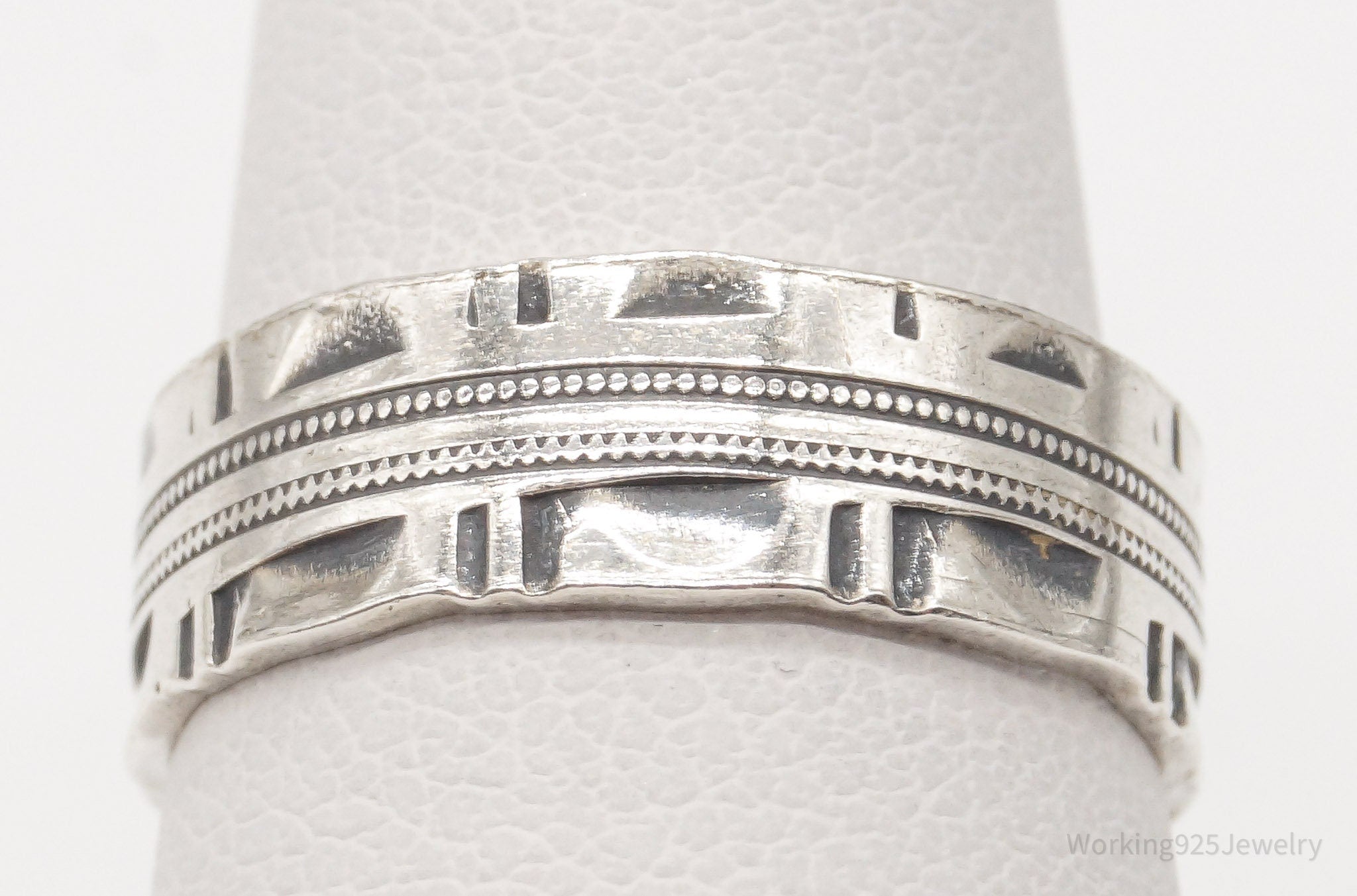 Antique Designer Sterling Silver Band Ring - Size 5.75