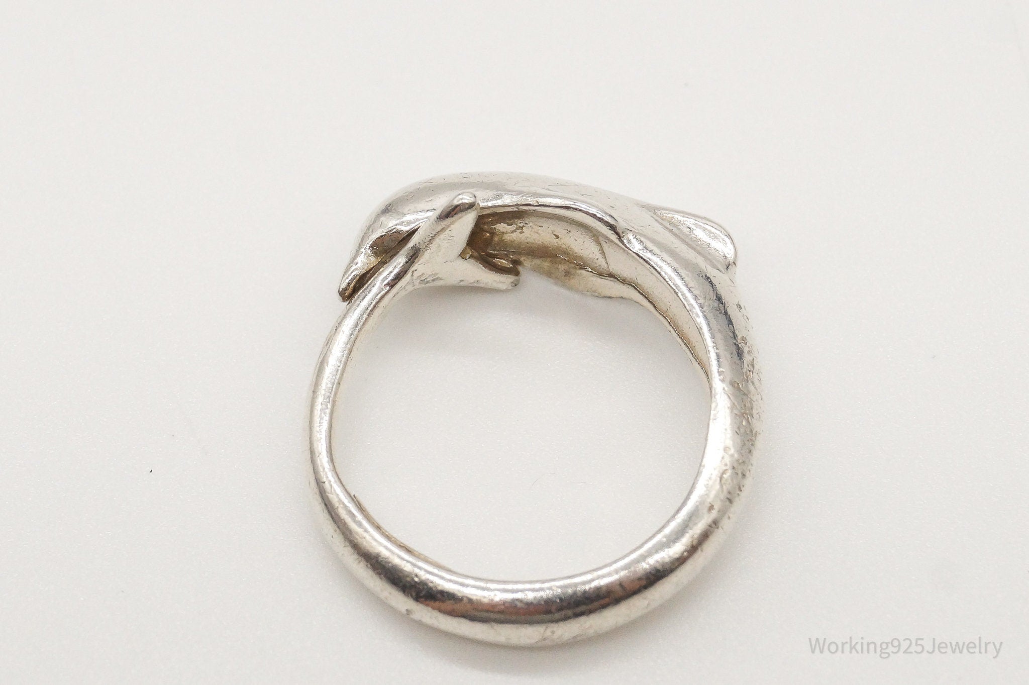 Vintage Dolphin Sterling Silver Wrap Ring - Size 6