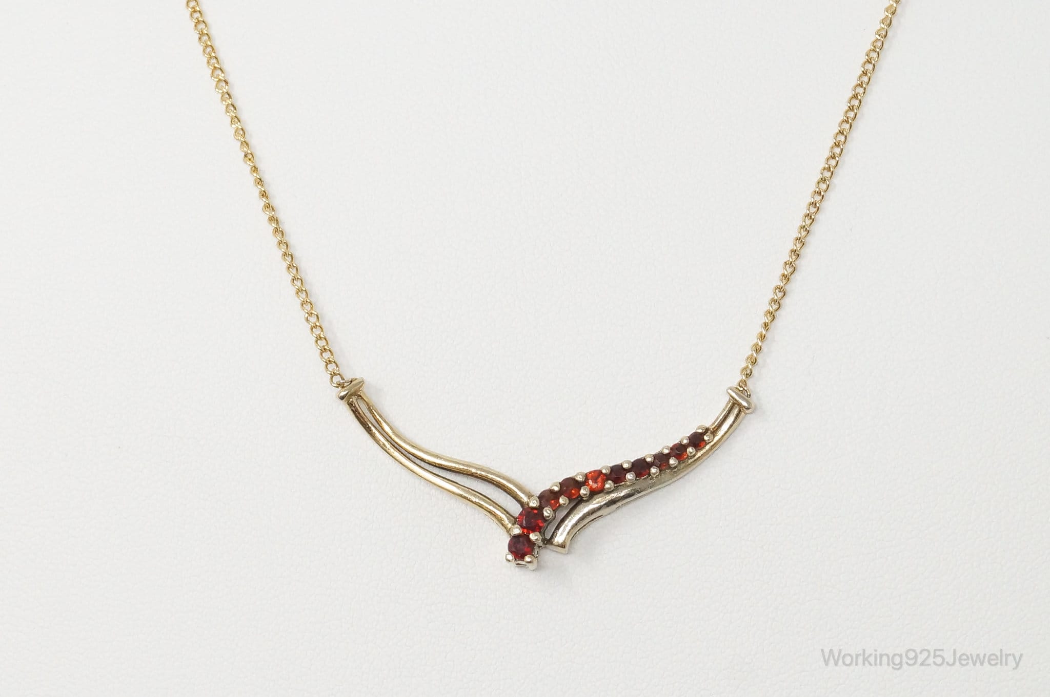 Designer FAS Garnet 18K Gold Over Sterling Silver Necklace