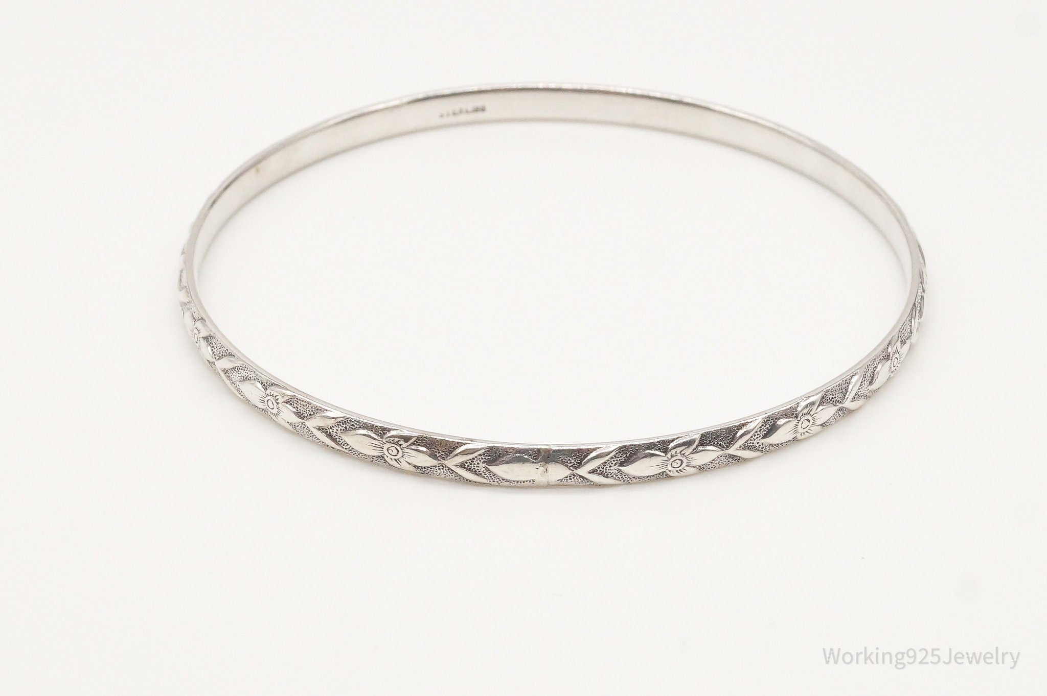 Antique Art Nouveau Sterling Silver Bangle Bracelet