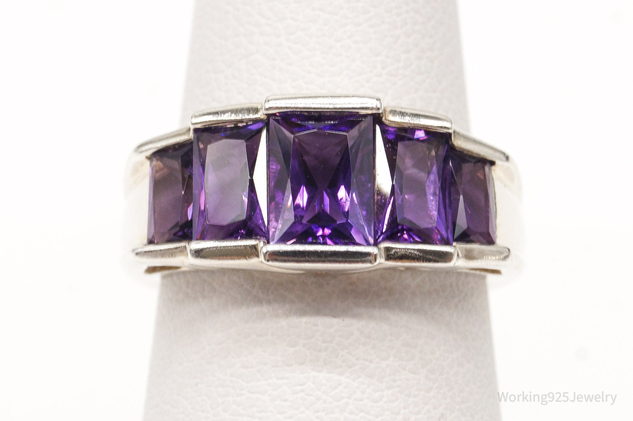 Vintage Amethyst Sterling Silver Ring - Size 6