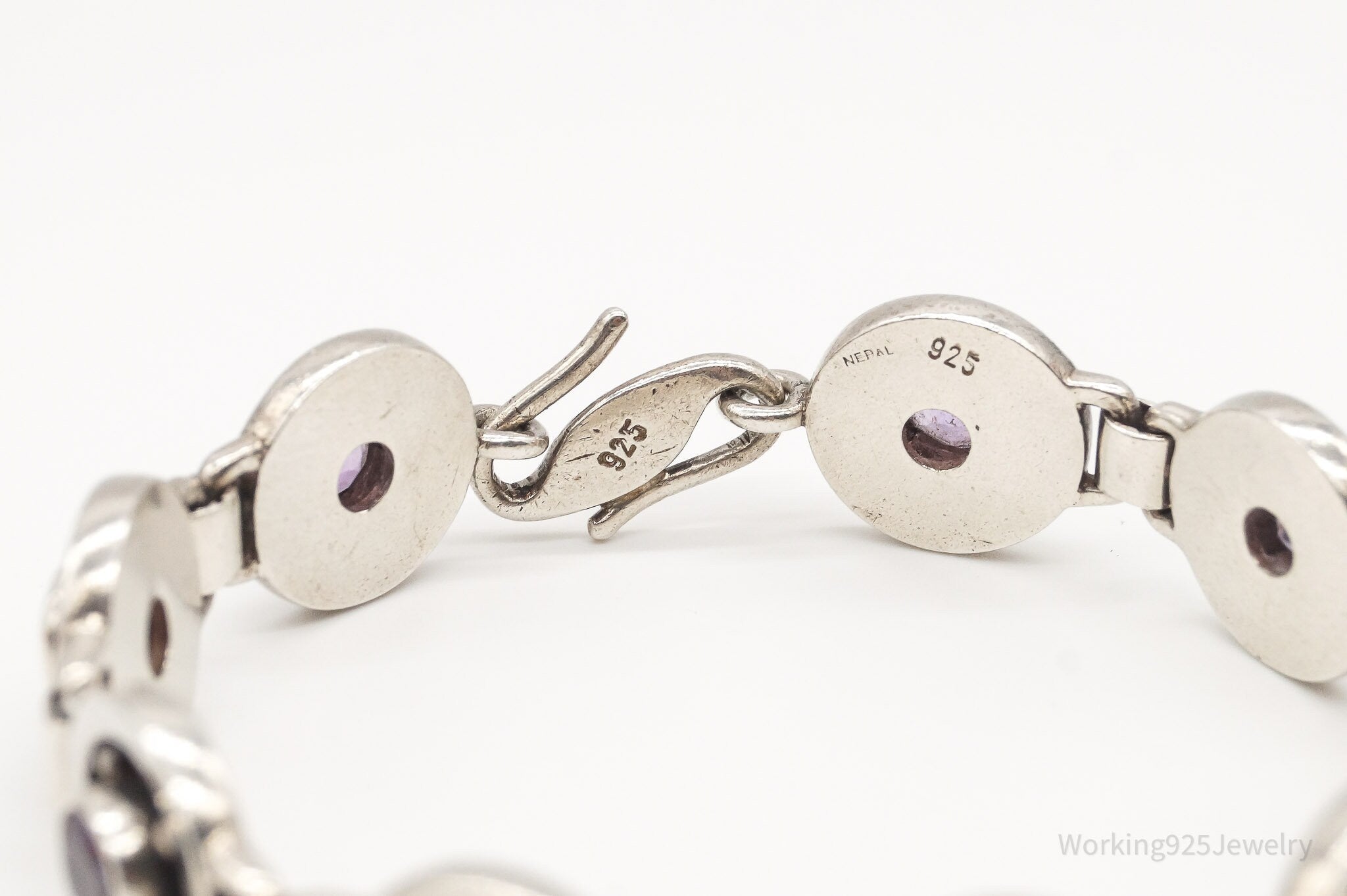 Vintage Amethyst Sterling Silver Bracelet