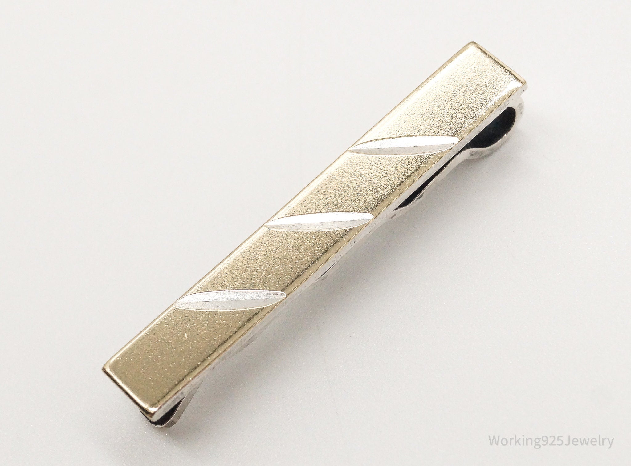 Rare Vintage Norway Modernist Aksel Holmsen Two Tone Sterling Silver Tie Clip