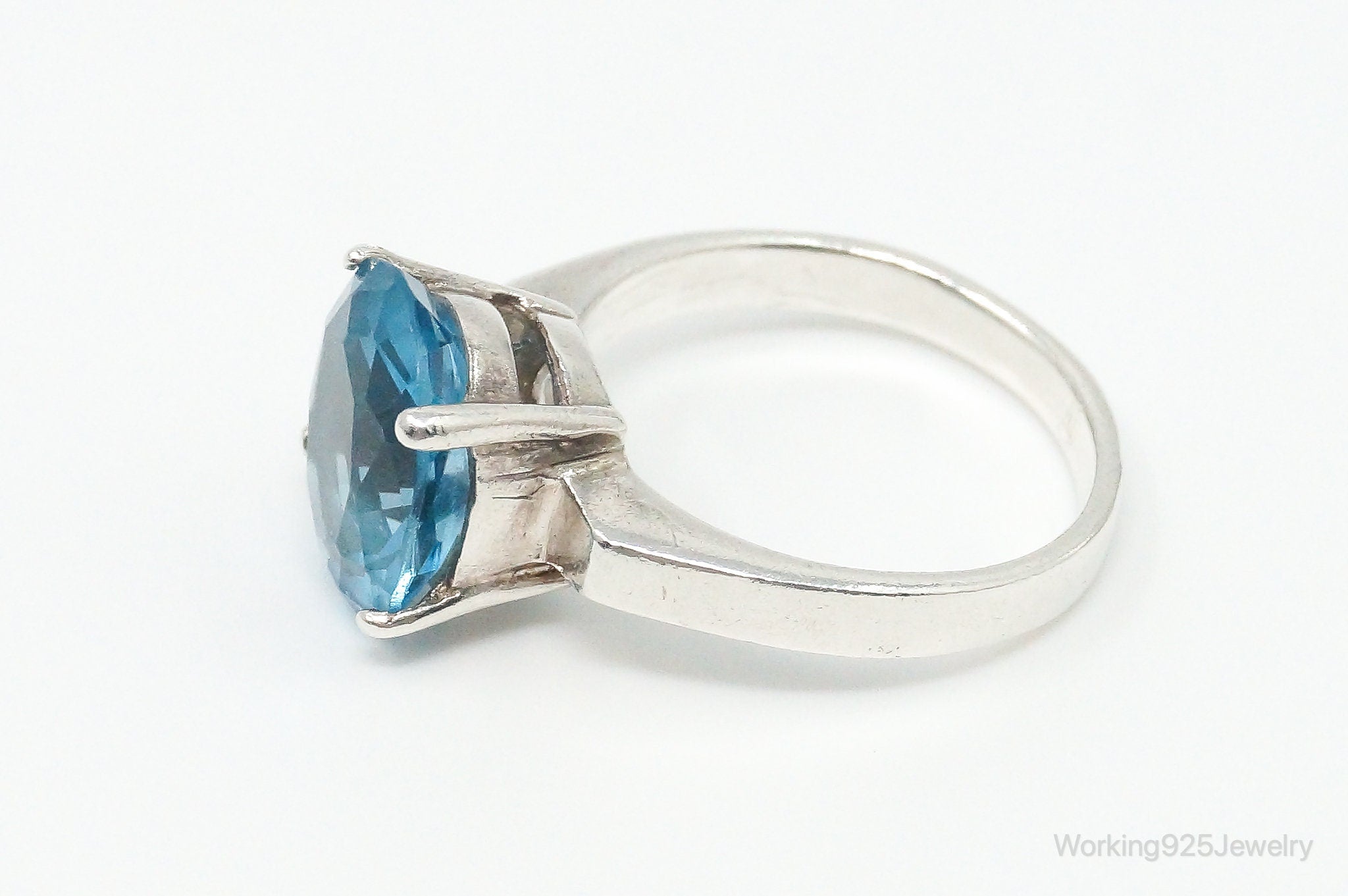 Vintage Blue Topaz Sterling Silver Ring - Size 6.75