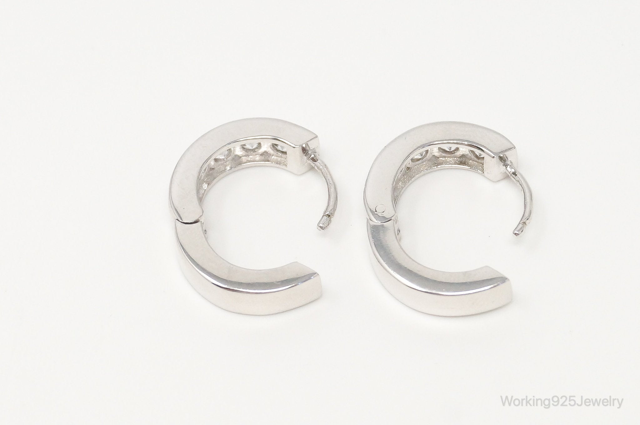 Designer Cubic Zirconia Sterling Silver Hoop Earrings