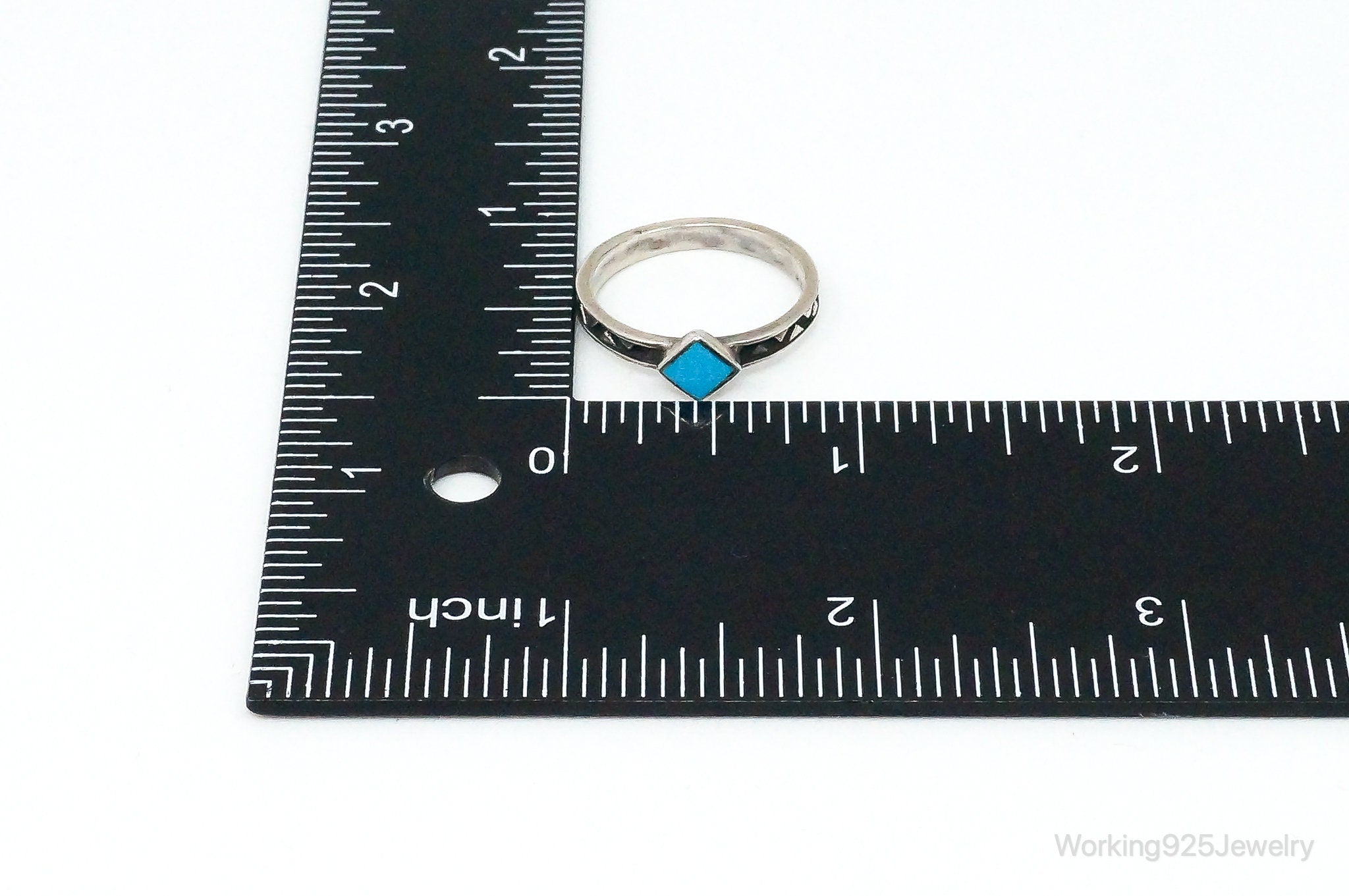 Designer Carolyn Pollack Turquoise Sterling Silver Stacker Ring - Size 9