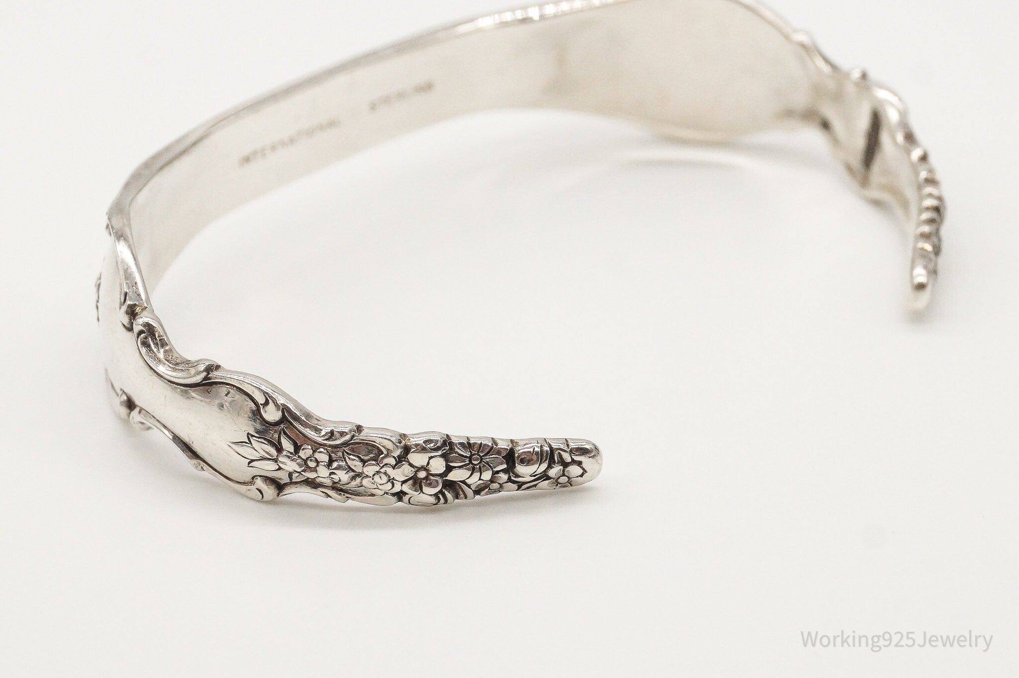 Antique Initials Name Plate International Sterling Silver Cuff Bracelet