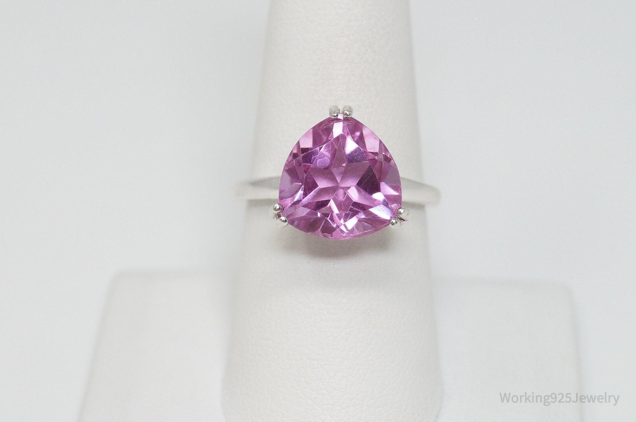 Vintage Art Deco Pink Topaz Sterling Silver Ring - Sz 8