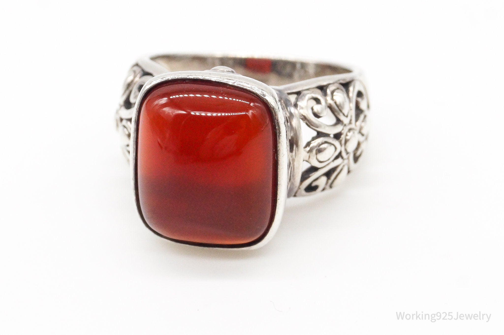 Vintage Carnelian Sterling Silver Ring - Size 8.25