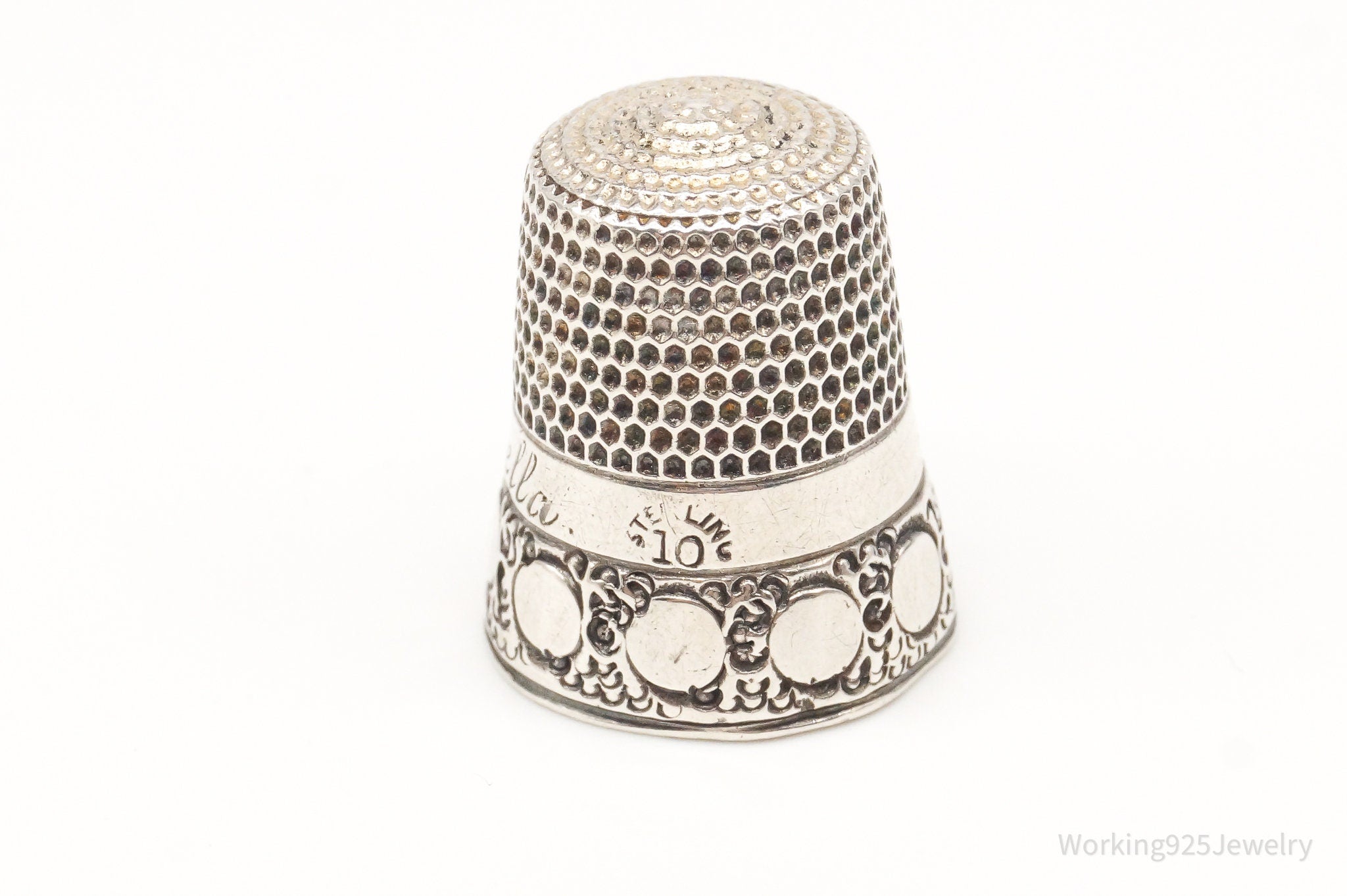 Antique Simons Bros & Co "Bella" Dome Sterling Silver Thimble