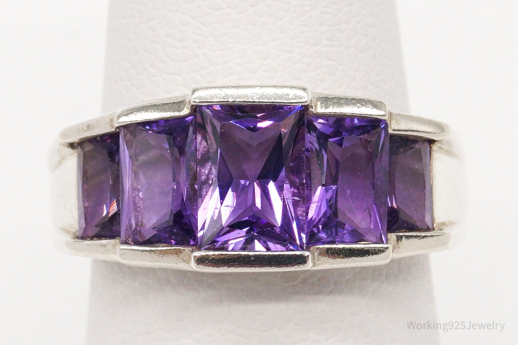 Vintage Amethyst Sterling Silver Ring - Size 6