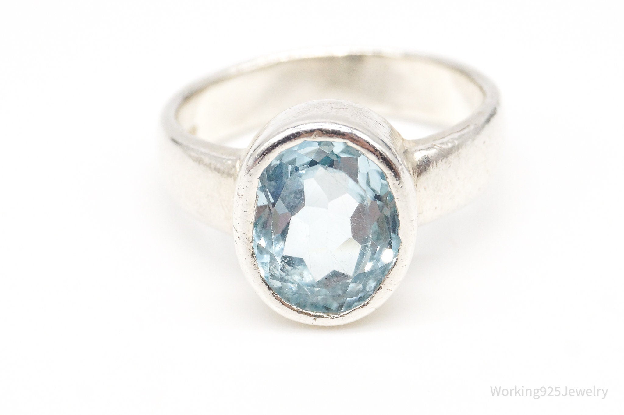 Vintage Blue Topaz Sterling Silver Ring - Size 5.5